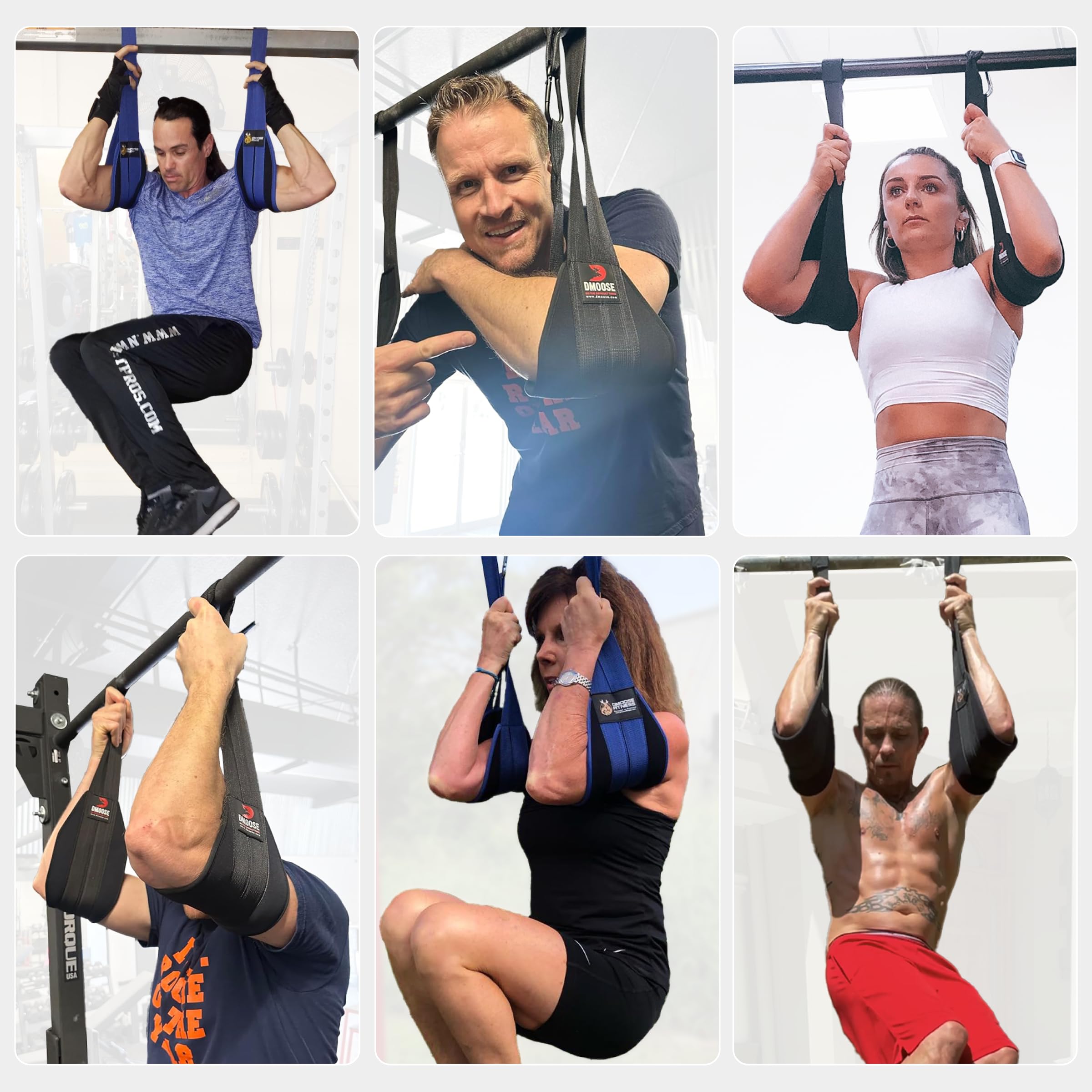 DMoose Fitness Hanging Ab Straps for Pull Up Bar - Core Strength Training Equipment with Thick Padded Arm Support - Includes 2 Rust-Resistant Carabiners - Perfect for Home Gym, CrossFit & Bodyweight Exercises (Pair) - Build Six Pack Abs & Improve Core Stability