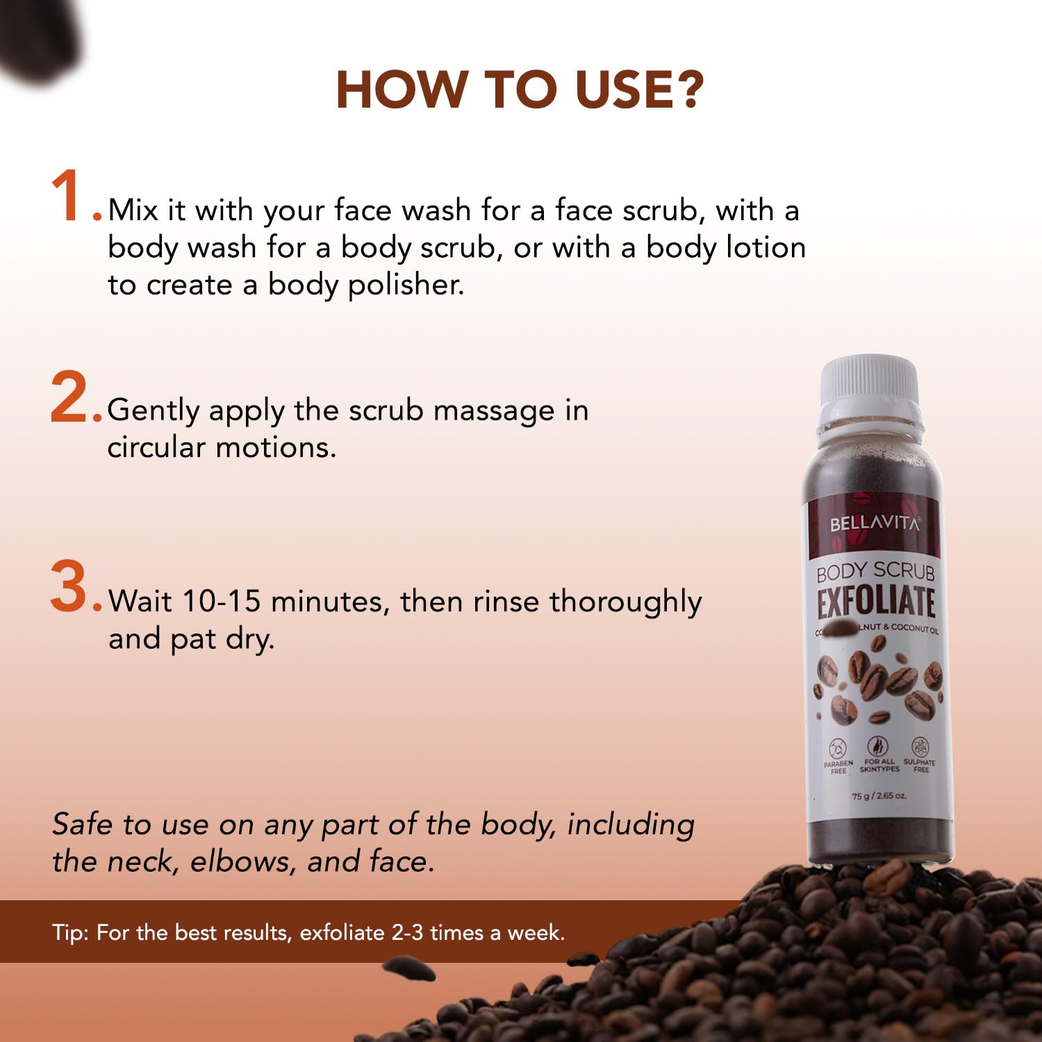 Organic Coffee Scrub for Face & Body - Exfoliating Blackhead Remover, Detan & Dirt Cleanser for Neck, Knees, Elbows & Arms - Ayurvedic Skincare Treatment - Pack of 2 (75g Each) - Perfect for Spa Day, Post-Workout Refresh & Glowing Skin Routine