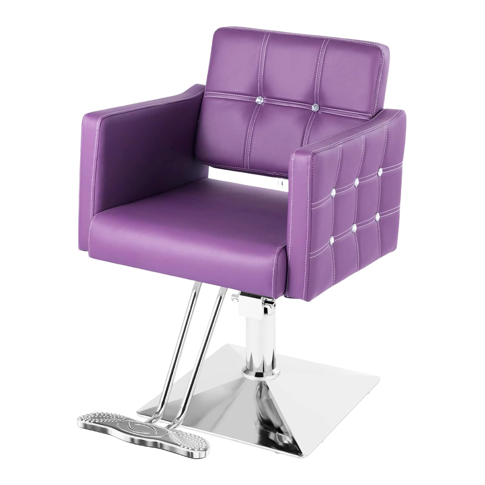 Purple Hydraulic Salon Chair - Adjustable Height Styling & Barber Chair for Home & Professional Use - Multifunctional Hairdresser Braider Chair for Women - Perfect for Salons, Home Styling & Hair Braiding