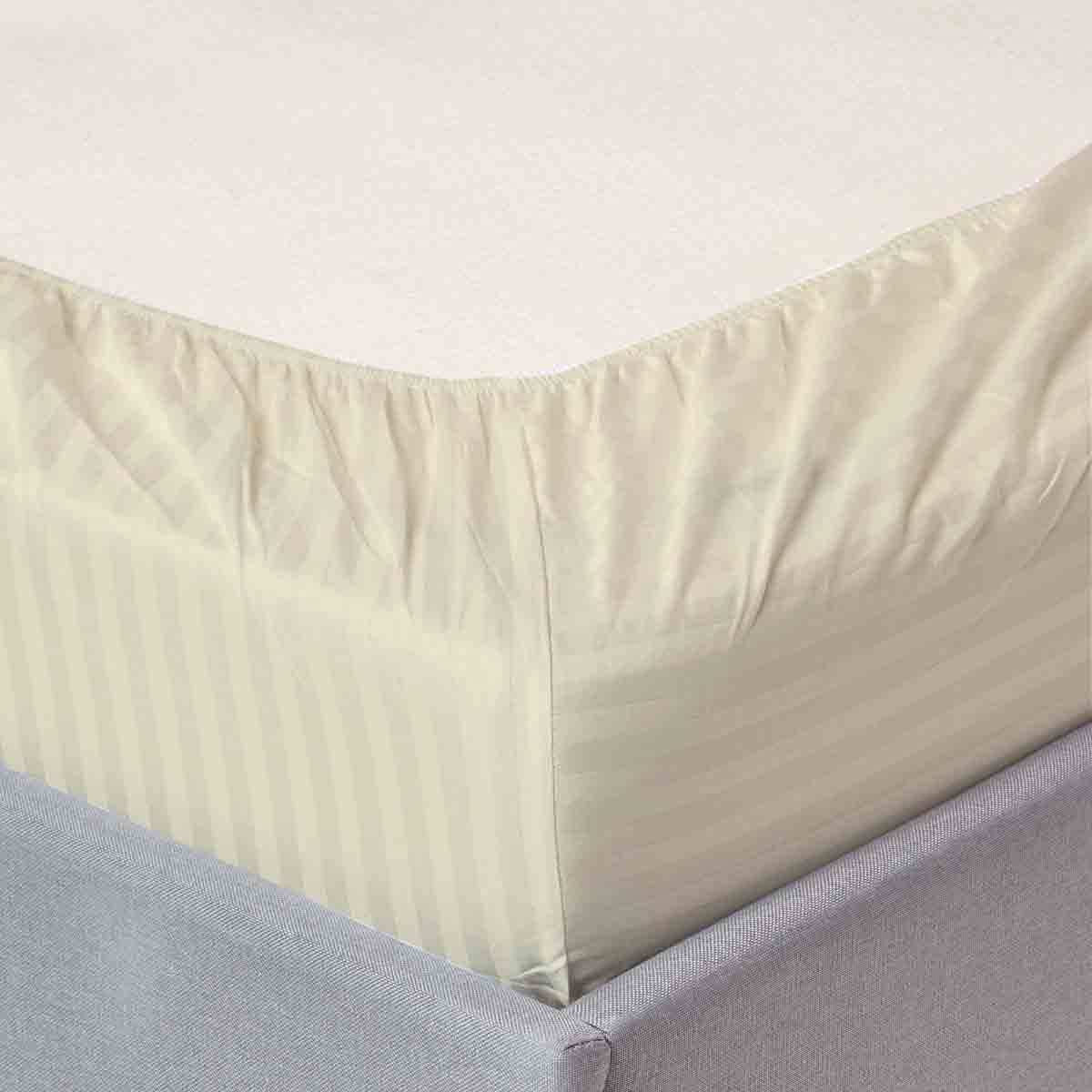 Split King Sheets for Adjustable Beds - 5-Piece 100% Cotton Deep Pocket Sheet Set with Ivory Stripe - Breathable & Soft Bedding for Adjustable Mattress - Perfect for Master Bedroom, Guest Room, or RV