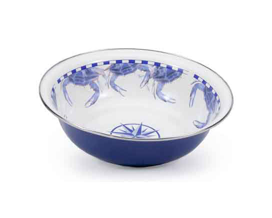 Premium Blue Crab 4 Quart Serving Bowl - Large Seafood Serving Basin for Crab Boils, Clambakes & Outdoor Dining - Durable Dishwasher Safe Kitchenware
