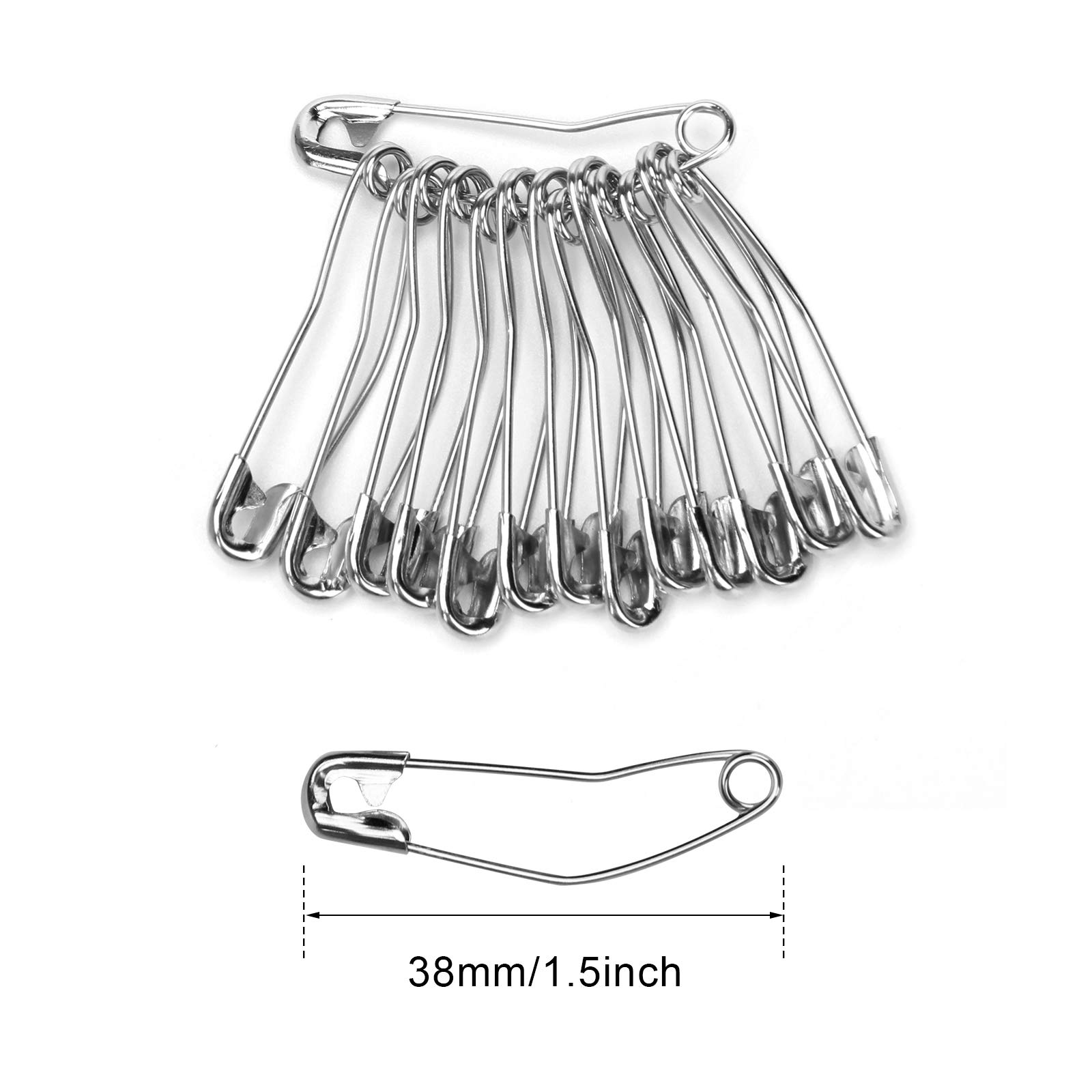 120 Pieces 38mm Curved Safety Pins - Nickel-Plated Steel Quilting Basting Pins with 2 Plastic Storage Cases | Perfect for Sewing, Fabric Crafts, Quilting & DIY Projects