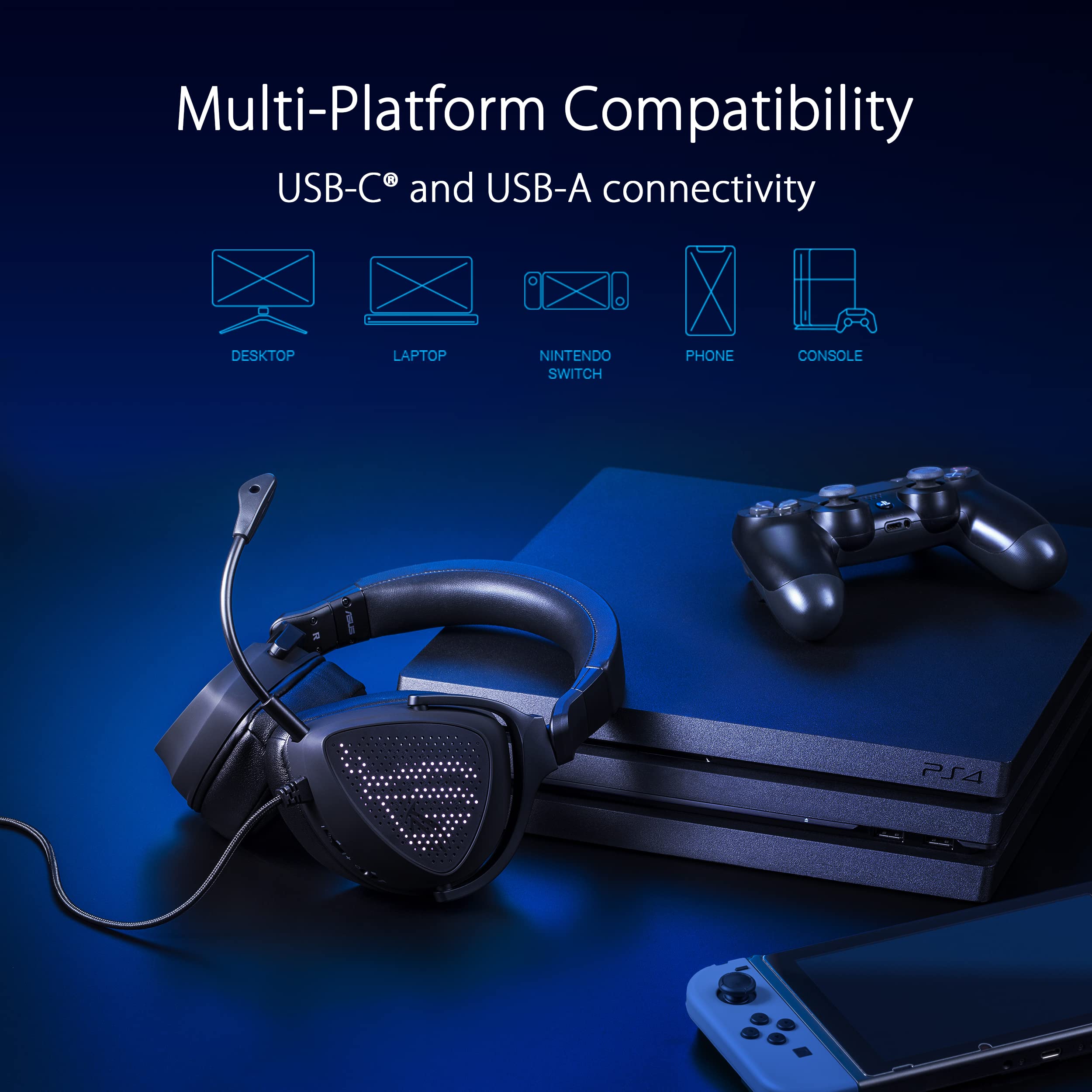 ASUS ROG Delta S Animate Gaming Headset with Customizable Anime Matrix LED Display | AI Noise-Canceling Microphone | Hi-Res ESS 9281 Quad DAC | Lightweight USB-C Headphones for PC, Mac, PS5, Nintendo Switch & Mobile | Perfect for Competitive Gaming, Streaming & Online Meetings