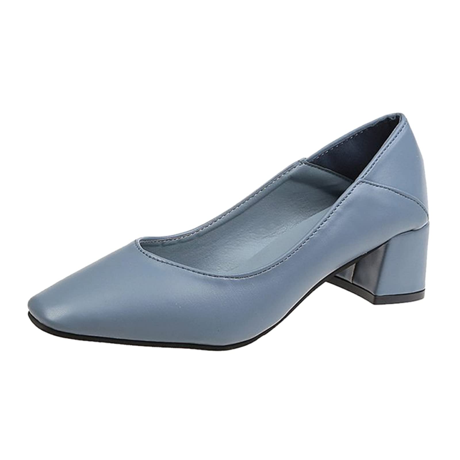 Women's Fashion Walking Shoes for Spring & Summer - Casual Thick Heel Solid Color Slip-On Shoes | Perfect for Daily Wear, Office & Outdoor Activities