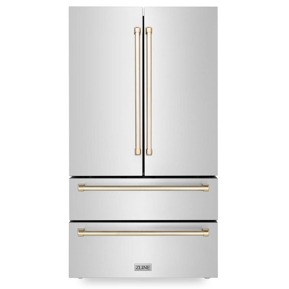 ZLINE Autograph Edition 36 Inch Stainless Steel Kitchen Package - Dual Fuel Range, Range Hood, Dishwasher & Refrigerator with Polished Gold Accents (4KAPR RARHDWM36 G) | Premium Luxury Kitchen Appliances for Modern Homes & Chef-Inspired Cooking