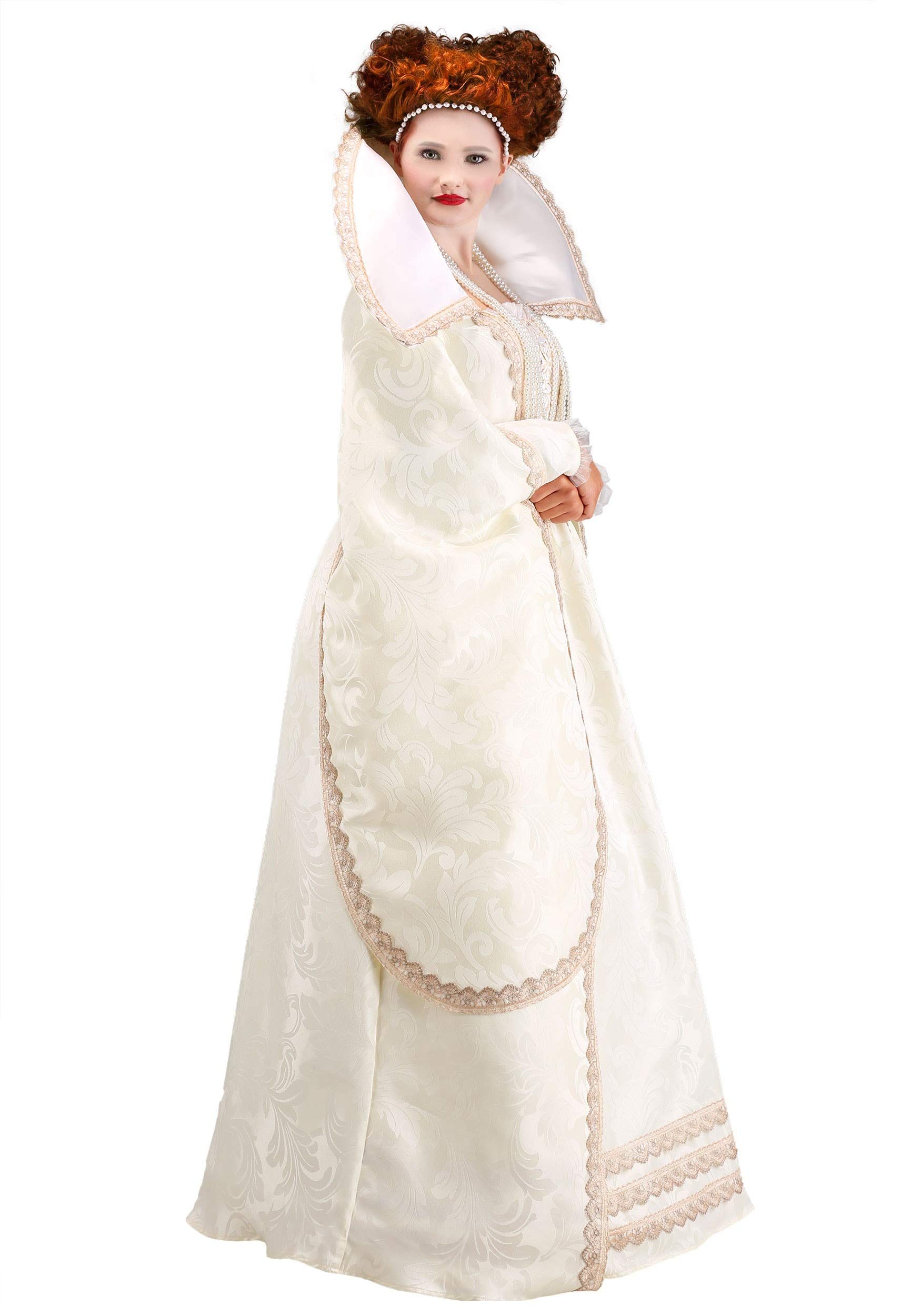 Queen Elizabeth Costume for Women - Elegant White Victorian Ball Gown Dress for Renaissance Faire, Cosplay & Historical Reenactment | Perfect for Halloween, Themed Parties & Theater Performances