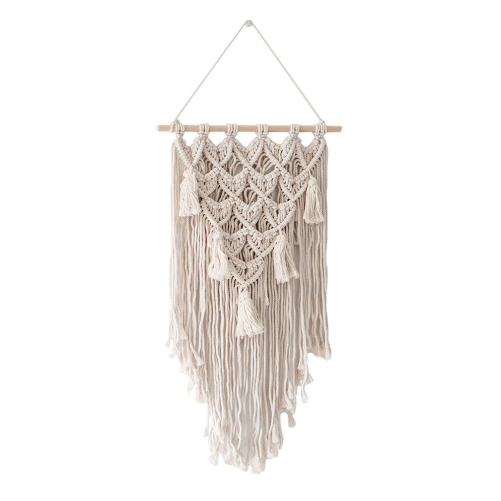 Bohemian Nordic Style Cotton Hand-Woven Tassel Wall Tapestry - Natural Home Decor for Living Room, Bedroom & Dorm | Boho Chic Wall Hanging for Cozy Home Aesthetic