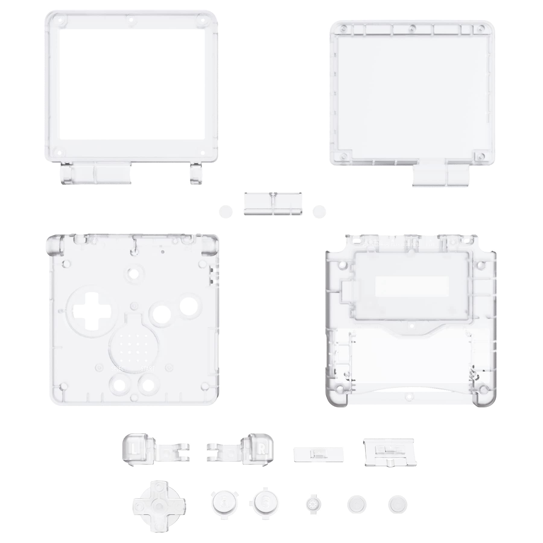 eXtremeRate Replacement Shell Case & Button Kit for Gameboy Advance SP GBA SP Console - Compatible with IPS & Standard LCD Screens (Console & IPS Screen Not Included) - Transparent Cover - Perfect for Gaming, Repair, and Customization Projects