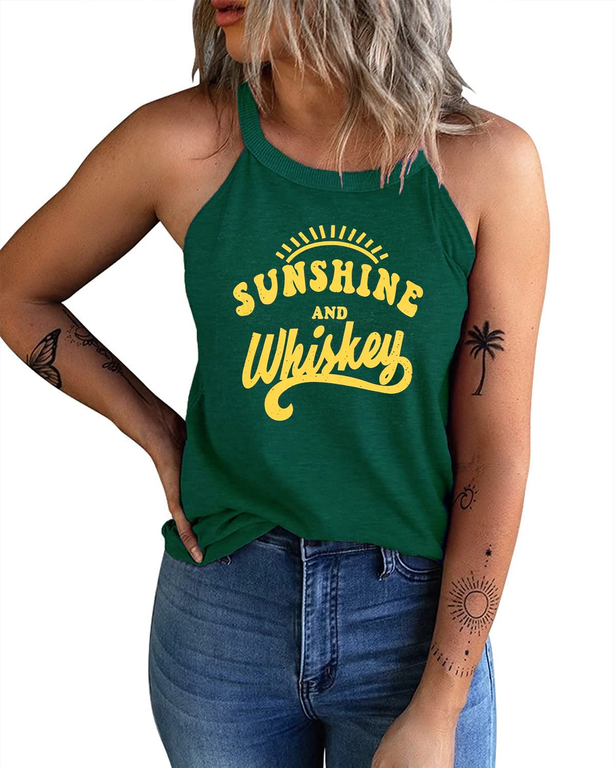 IRISGOD Women's High Neck Tank Tops - Summer Graphic Halter Sleeveless Tee Shirts for Rocker Style | Perfect for Concerts, Beach Outfits & Casual Wear