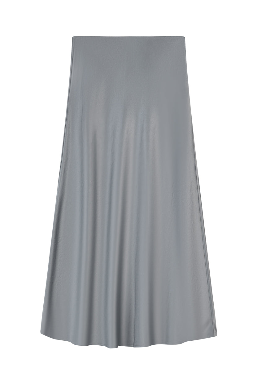 Nadine Women's Satin Midi Skirt in Grey - Elegant & Comfortable for Work, Date Night & Special Occasions