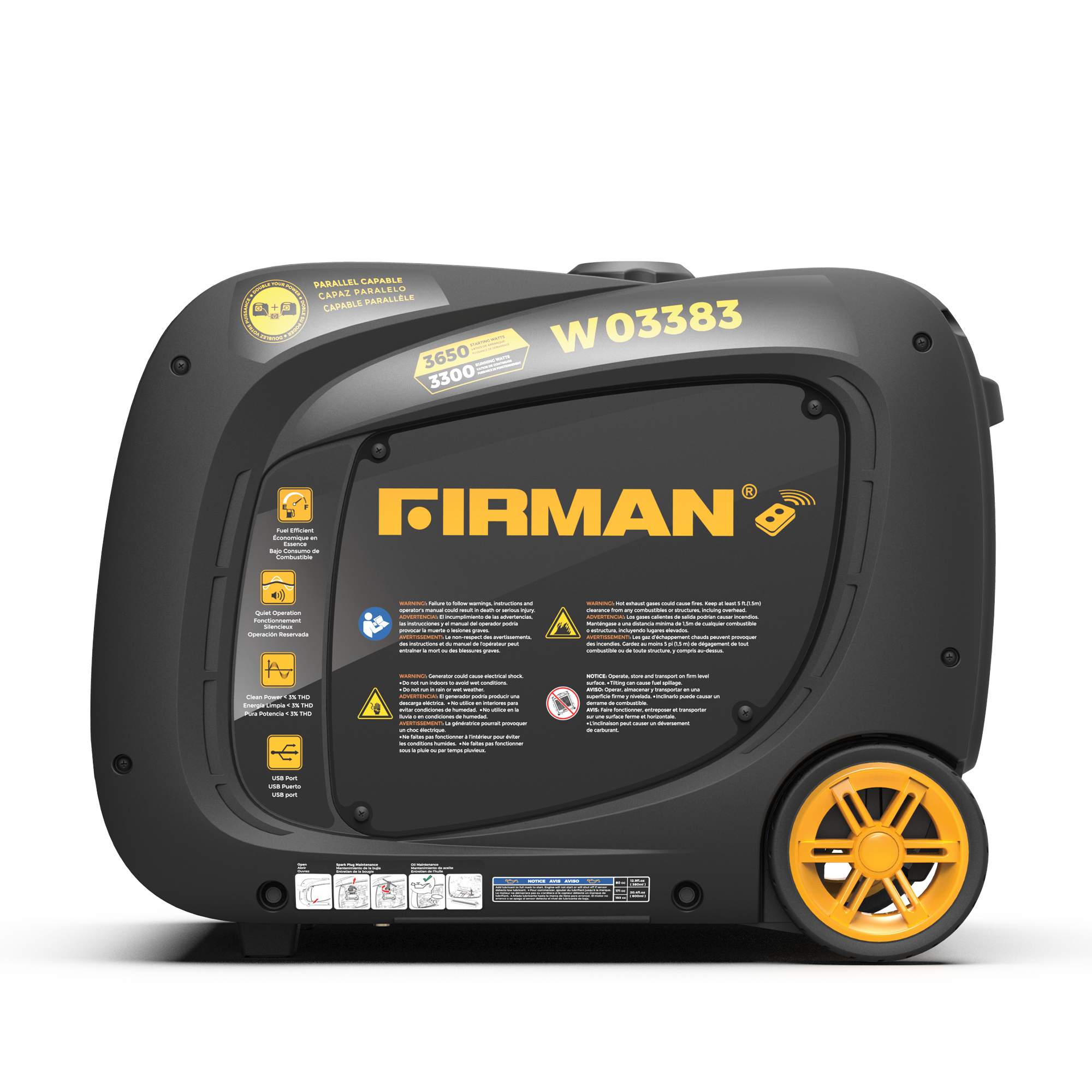 3650W Portable Inverter Generator with Remote Start - Quiet, Reliable Power for Camping, RV Trips & Home Backup
