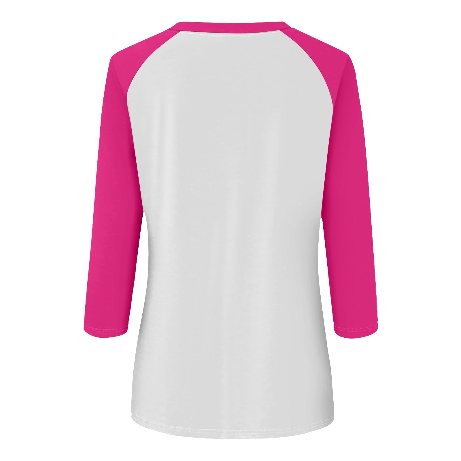 FQZWONG Women's Summer 3/4 Sleeve Raglan T-Shirt - Contrast Crew Neck Blouse for Casual Wear, Office & Outdoor Activities