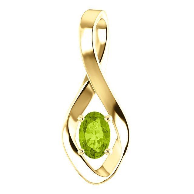 14K Gold 0.55 Carat Oval Peridot Infinity Pendant Necklace for Women - Perfect for Anniversary, Birthday & Valentine's Day Gifts