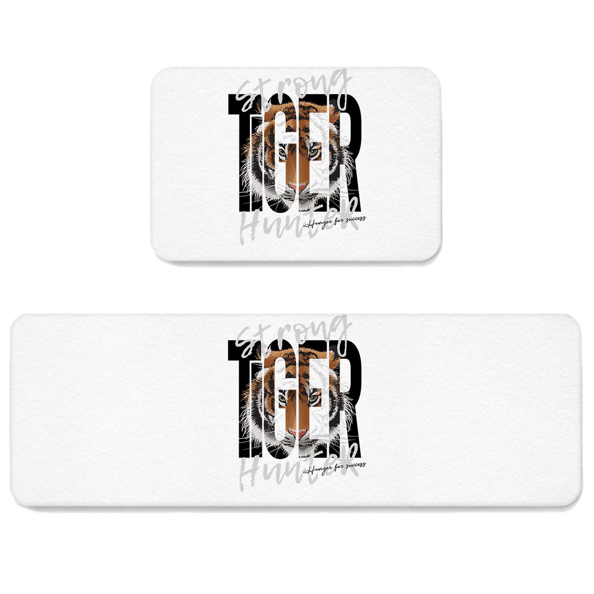 HELLOWINK Anti-Fatigue Kitchen Mat Set of 2 - Non-Slip Tiger Design Floor Rug for Home, Office, Sink & Laundry - Comfortable Standing Mat for Cooking, Dishwashing & Work Areas