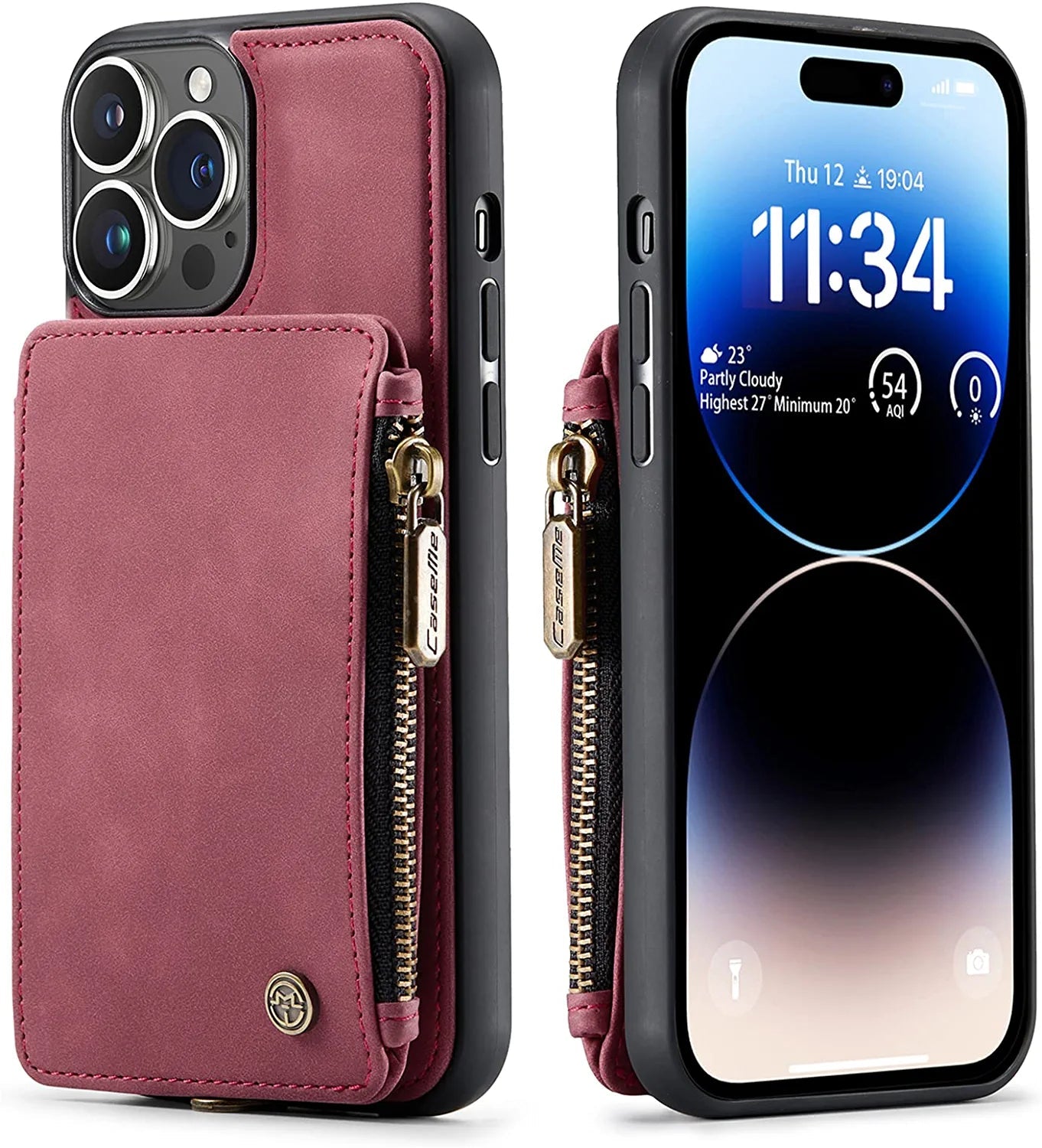 Premium Genuine Leather iPhone 14 Pro Max Case with Built-in Card Holder - Slim Protective Cover for Daily Use, Travel & Business (2022 Model)