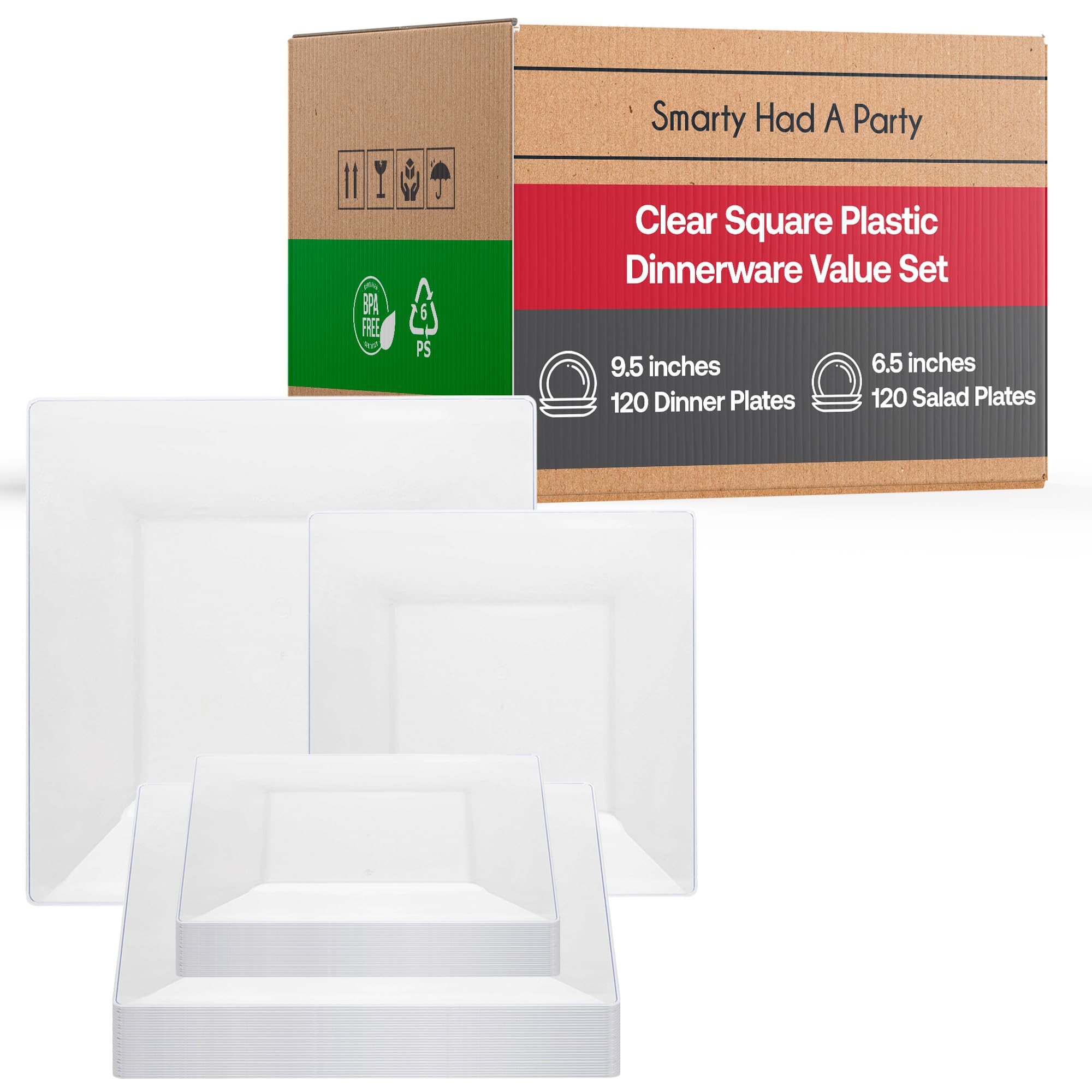 Elegant Disposable Plastic Dinnerware Set for Parties - Heavy Duty Clear Plastic Plates (120-Piece Combo Set) - Perfect for Weddings, Birthdays & Special Events