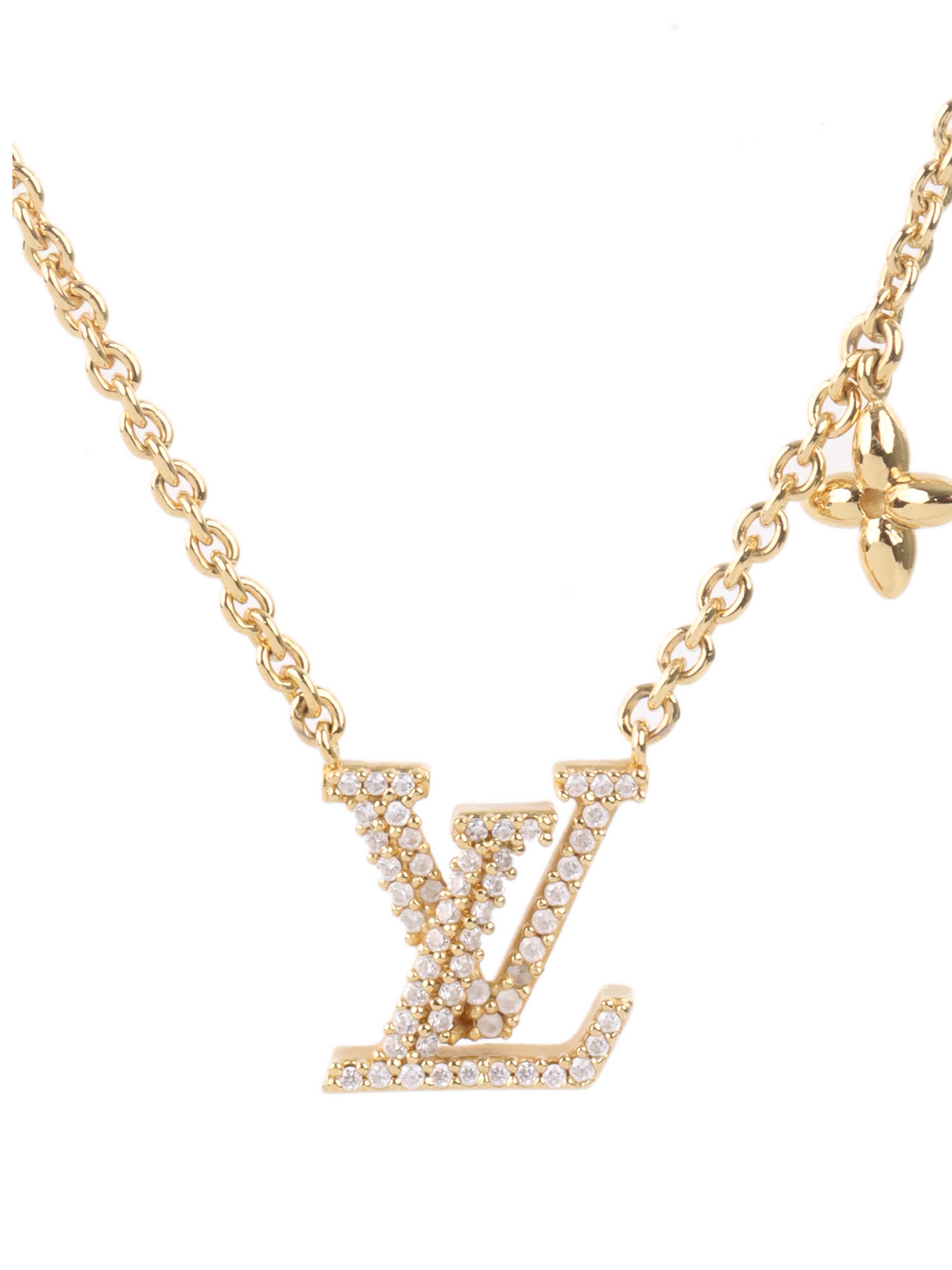 Authentic Louis Vuitton LV Monogram Pendant Necklace for Women - Luxury Gold/Silver Fashion Jewelry Gift for Birthday, Anniversary & Special Occasions