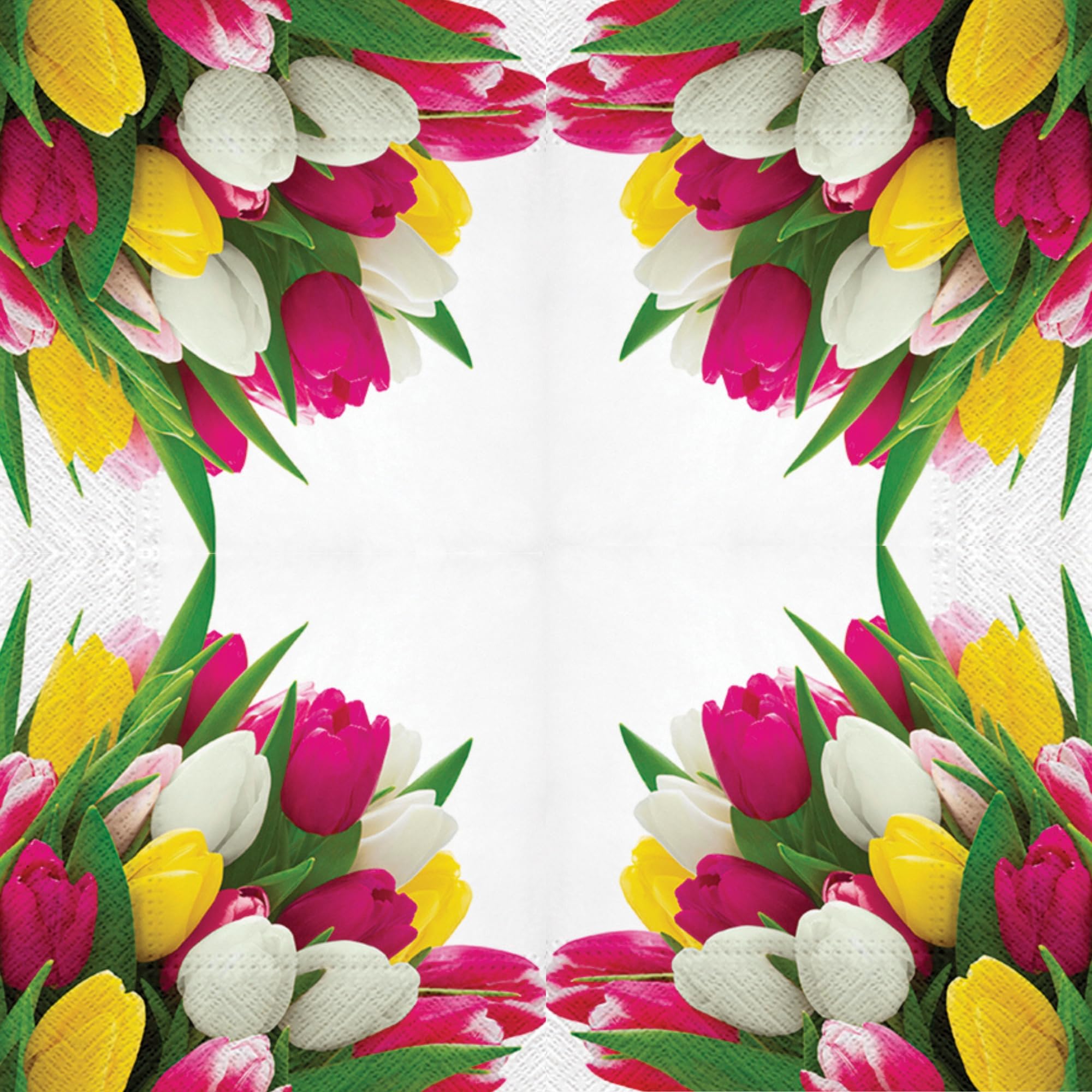 20-Count 13x13 Inch Tulip Printed 3-Ply Decoupage Paper Napkins for Christmas, Dinner & Party Decor - Disposable Luncheon Serviettes with Floral Design - Perfect for Table Settings, Wedding Receptions & Spring Tea Parties (Bunch of Tulips)