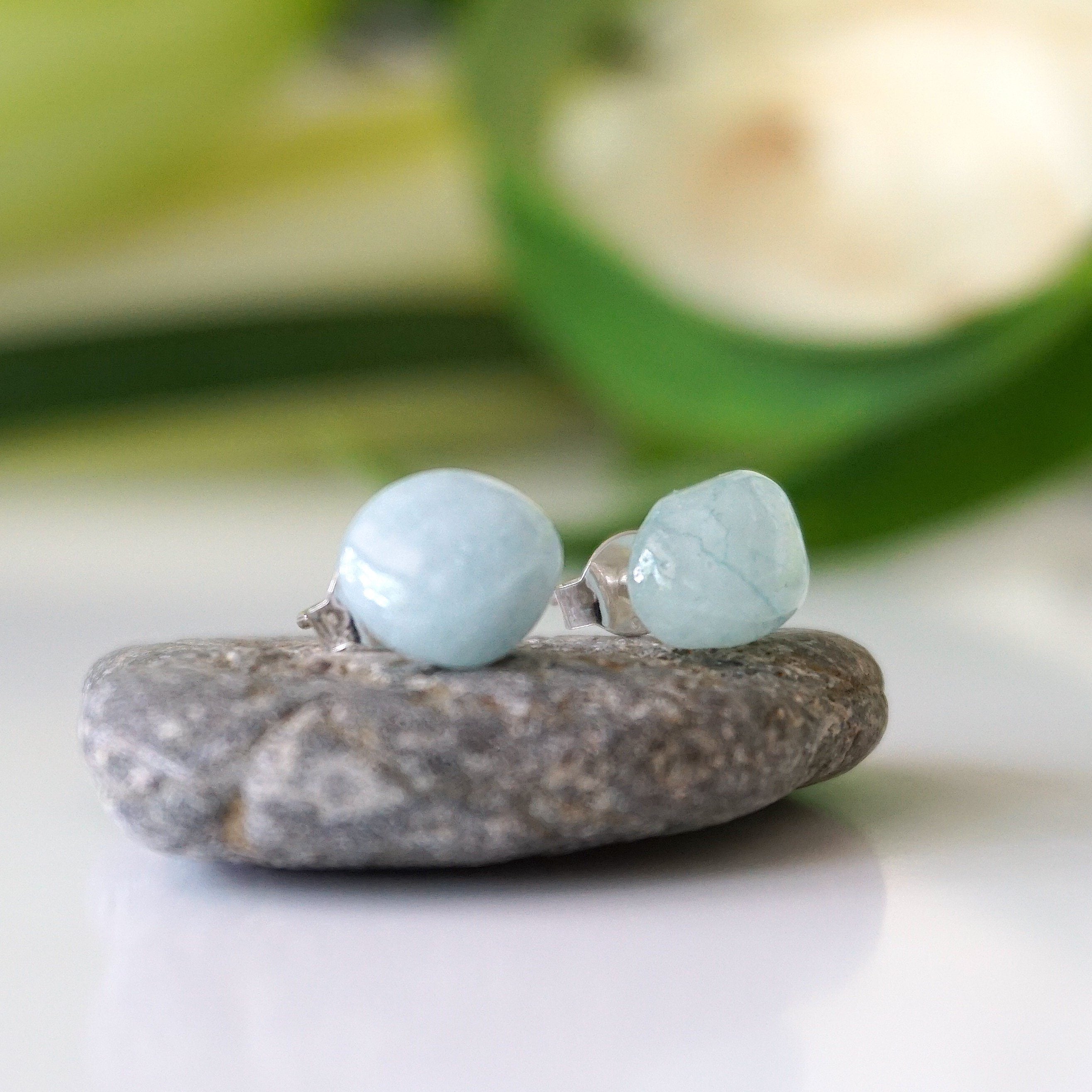 Stunning Aquamarine Stud Earrings for Women – Hypoallergenic Post Earrings for Everyday Wear & Special Occasions