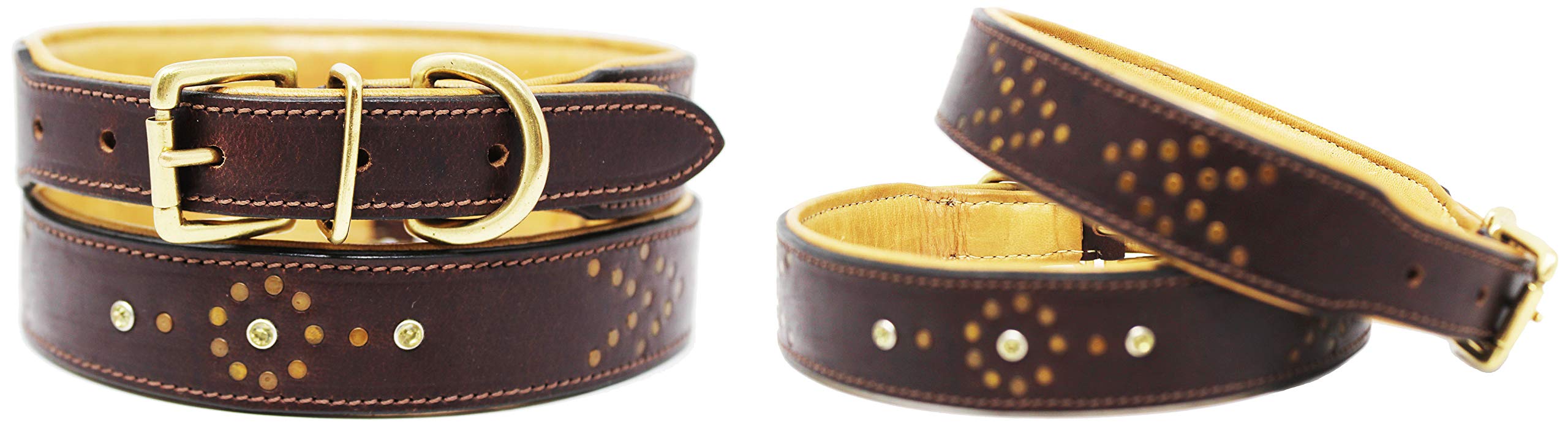 Premium Soft Genuine Leather Padded Dog Collar - Adjustable Comfortable Puppy Neckband for Small Medium Dogs - Perfect for Daily Walks, Training & Outdoor Adventures