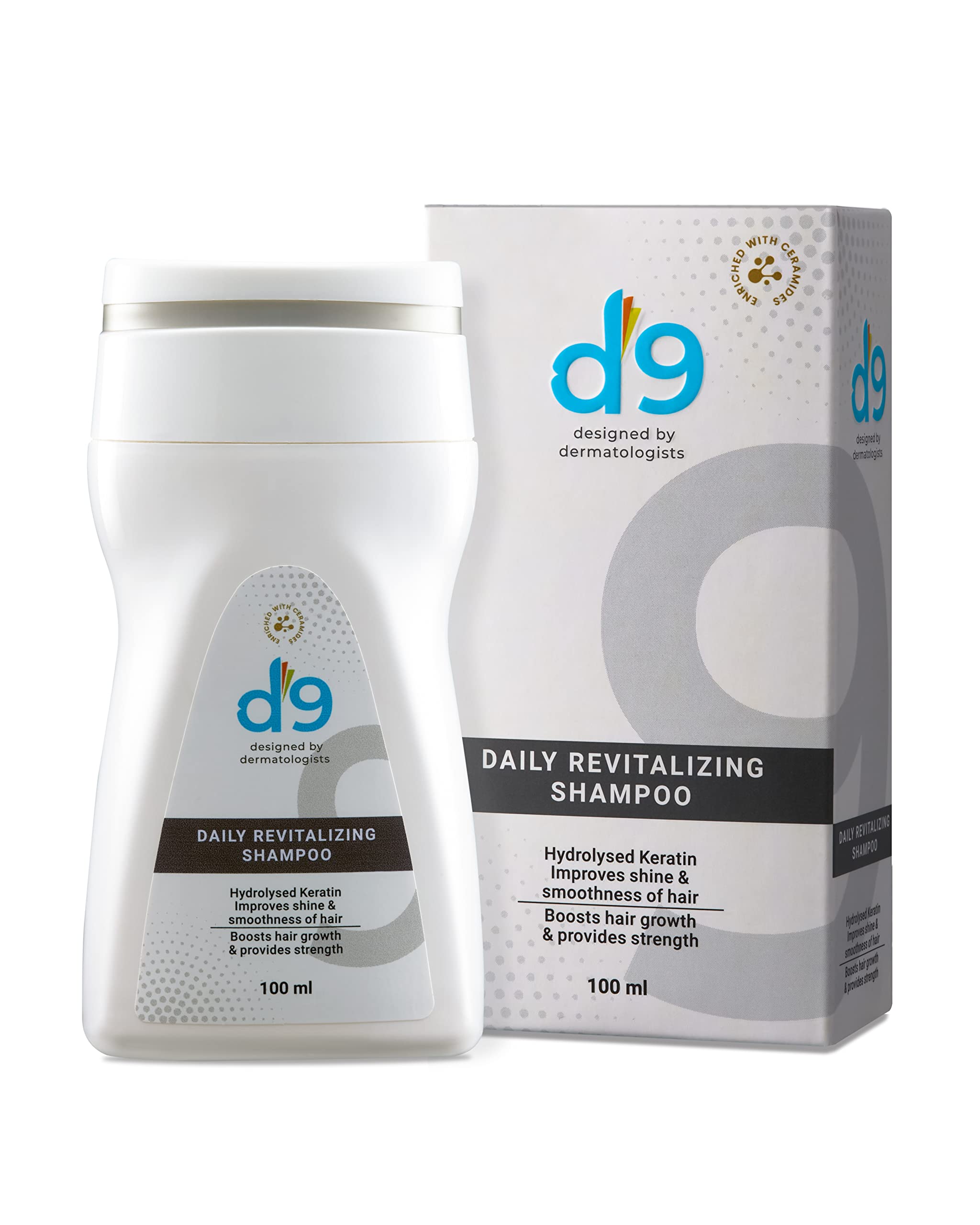 D9 Daily Revitalizing Shampoo for Strong Long Hair & Hair Loss Prevention - Smooth & Shiny Hair Treatment - Dermatologist Recommended for Men & Women (100ml) - Perfect for Daily Hair Care & Thinning Hair Solutions