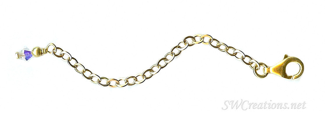 Golden Glacier Crystal Diamond Necklace Extender - 18K Gold Plated Chain Extender for Pendants & Lockets | Perfect for Layering Necklaces, Bridal Jewelry & Special Occasions