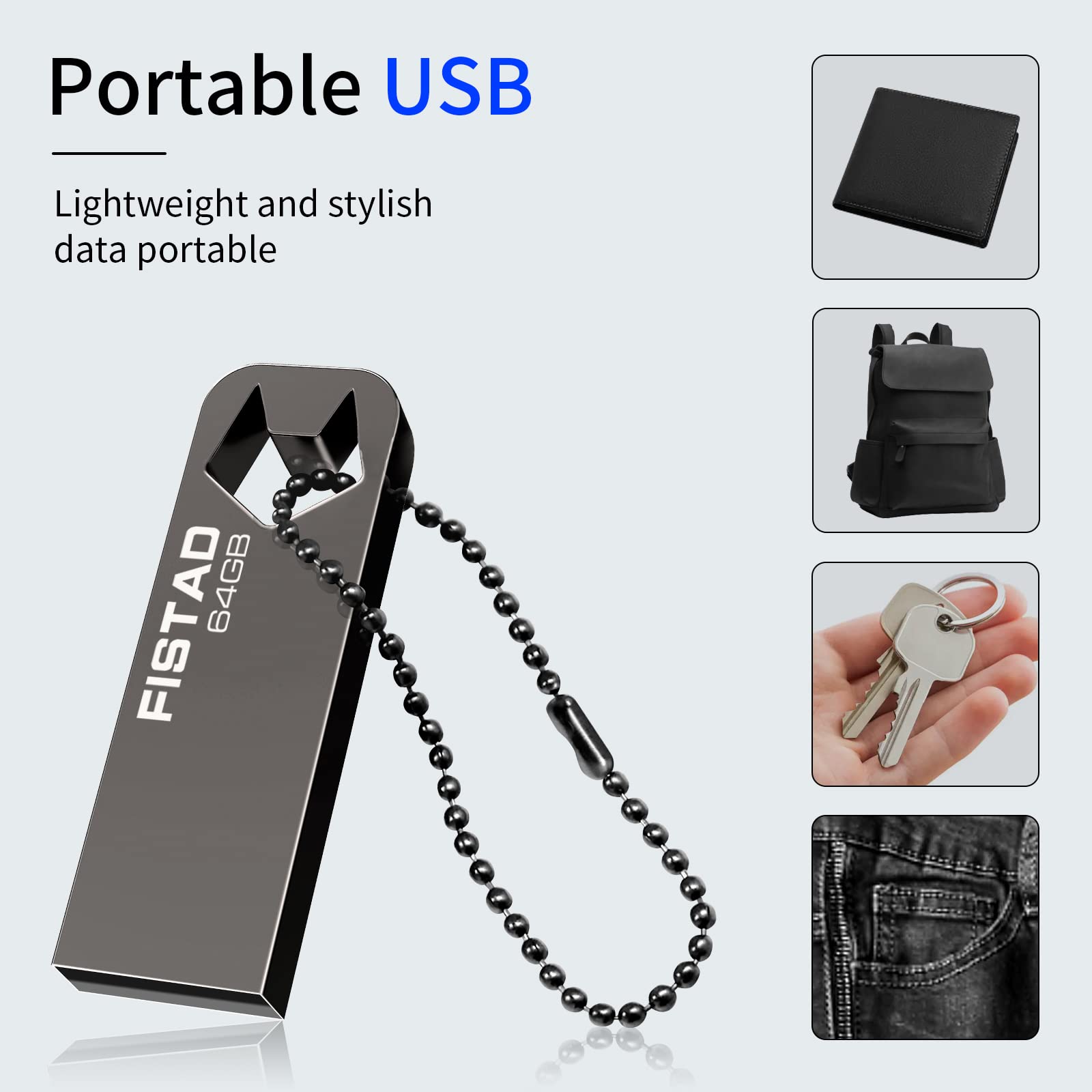 64GB USB Flash Drive - Metal Waterproof Pen Drive for PC, Laptop & Tablet Storage