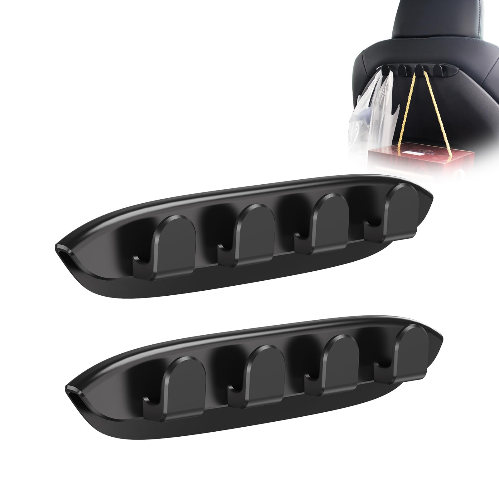Tesla Seat Back Hooks for Model 3 & Y - 2 Pack Car Accessories for Purses, Bags & Coats - Durable Headrest Hooks Organizer - Perfect for Road Trips, Shopping & Daily Commute