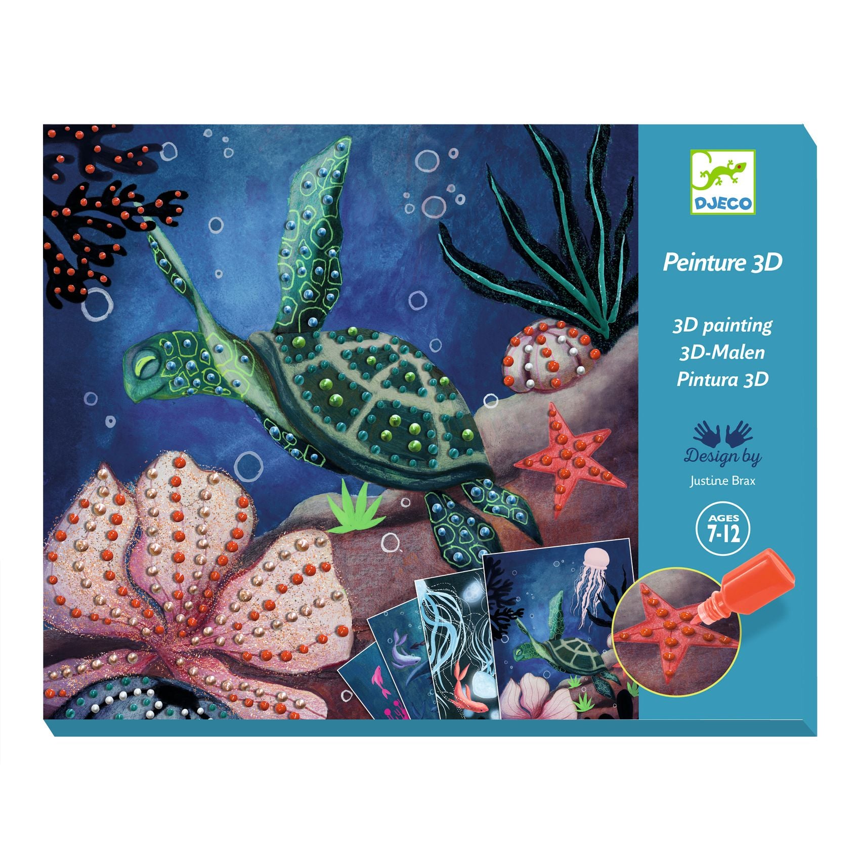 DJECO 3D Painting Ocean Depths Kit - Creative Art Set for Kids Ages 7-12 - Perfect for Birthday Gifts, Classroom Activities & Ocean-Themed Crafts