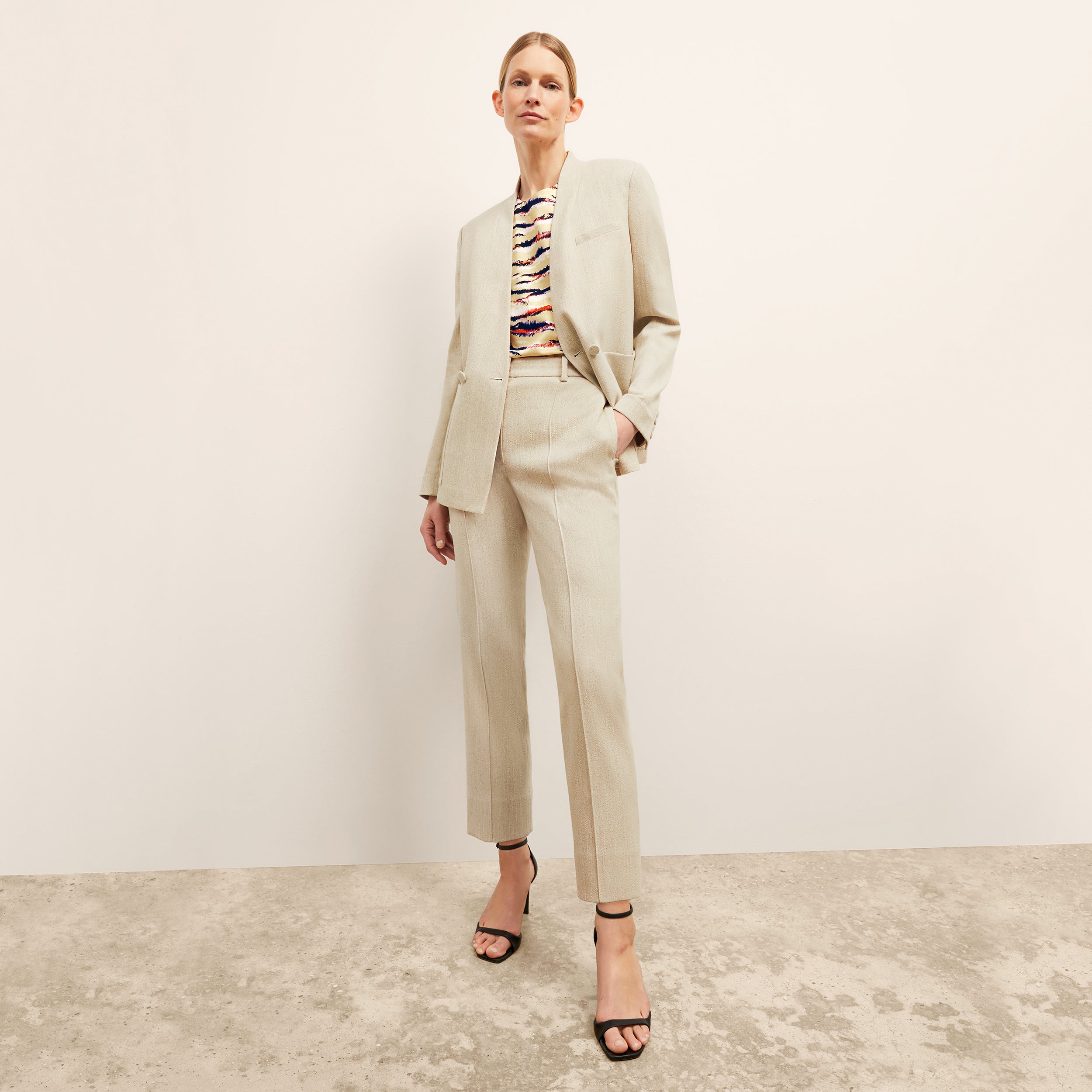 Pearl Pant Cotton Tweed Pants for Women - Ivory High Waisted Trousers | Comfortable Office Wear & Casual Outfits