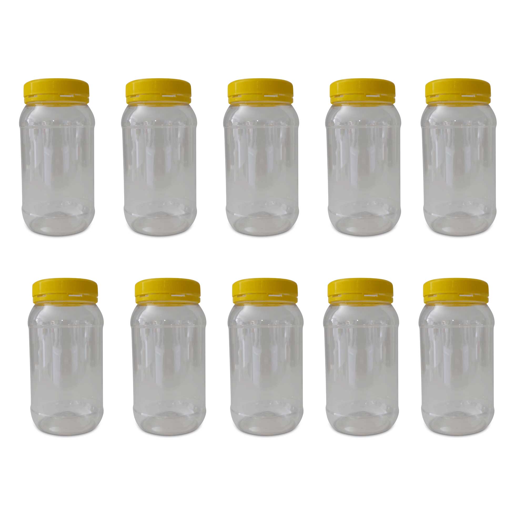 10-Pack 1Kg Clear Round Plastic Honey Jars with Lids - Food Grade Airtight Containers for Honey, Jam, Syrup & DIY Cosmetics Storage | Kitchen & Pantry Organization