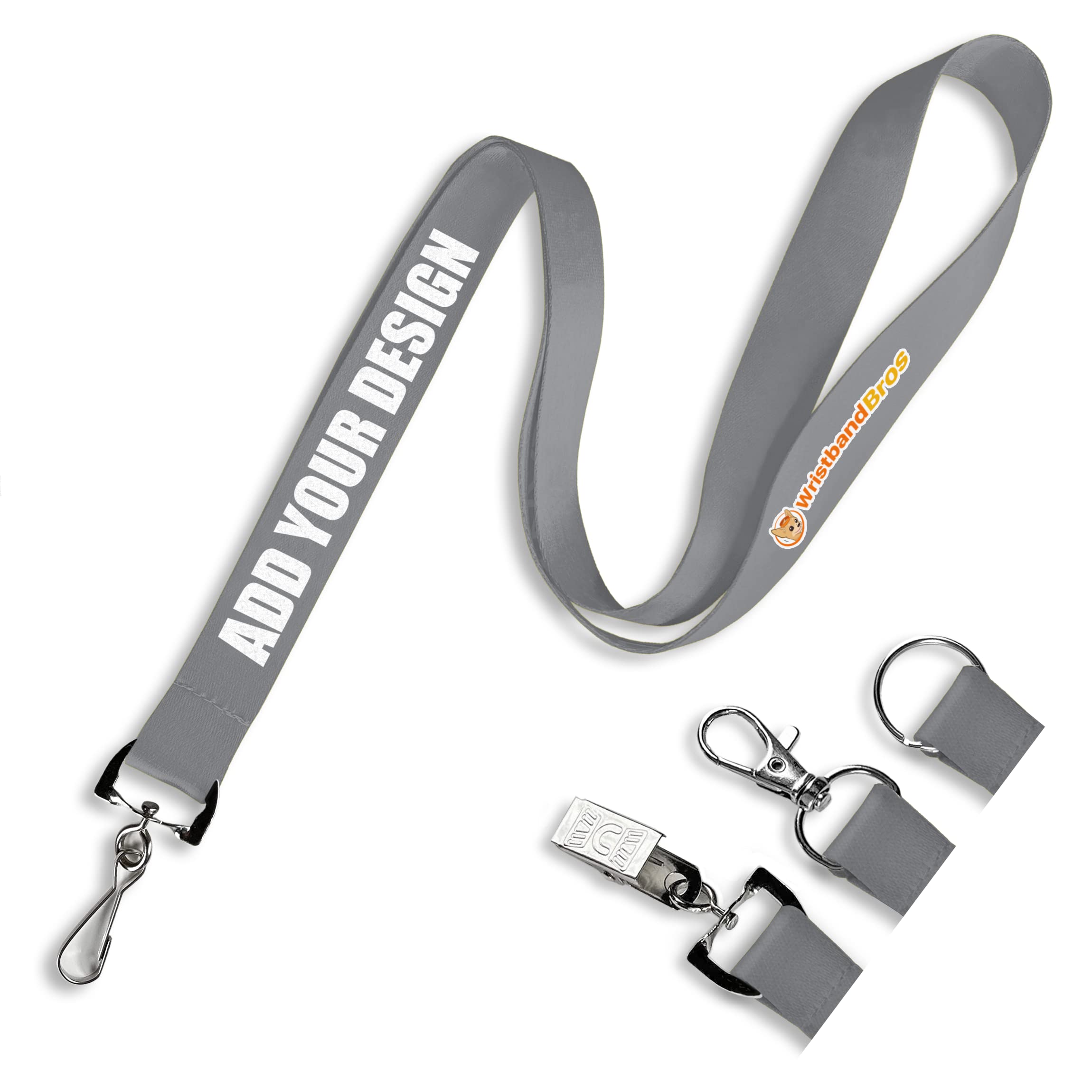 Custom Lanyards with Text & Logo - Polyester Wristbands for Events & IDs