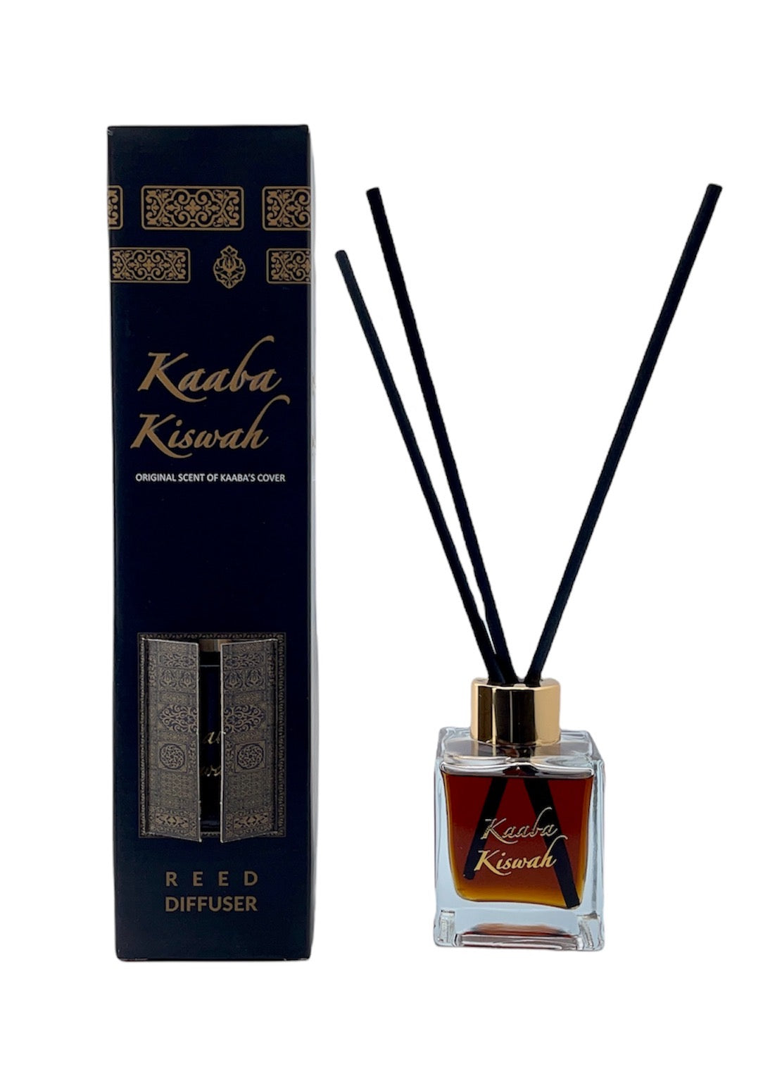 Premium Kaaba Kiswah Reed Diffuser - Elegant Islamic Home Fragrance Oil with Natural Rattan Sticks - Perfect for Living Room, Bedroom & Prayer Space Decor