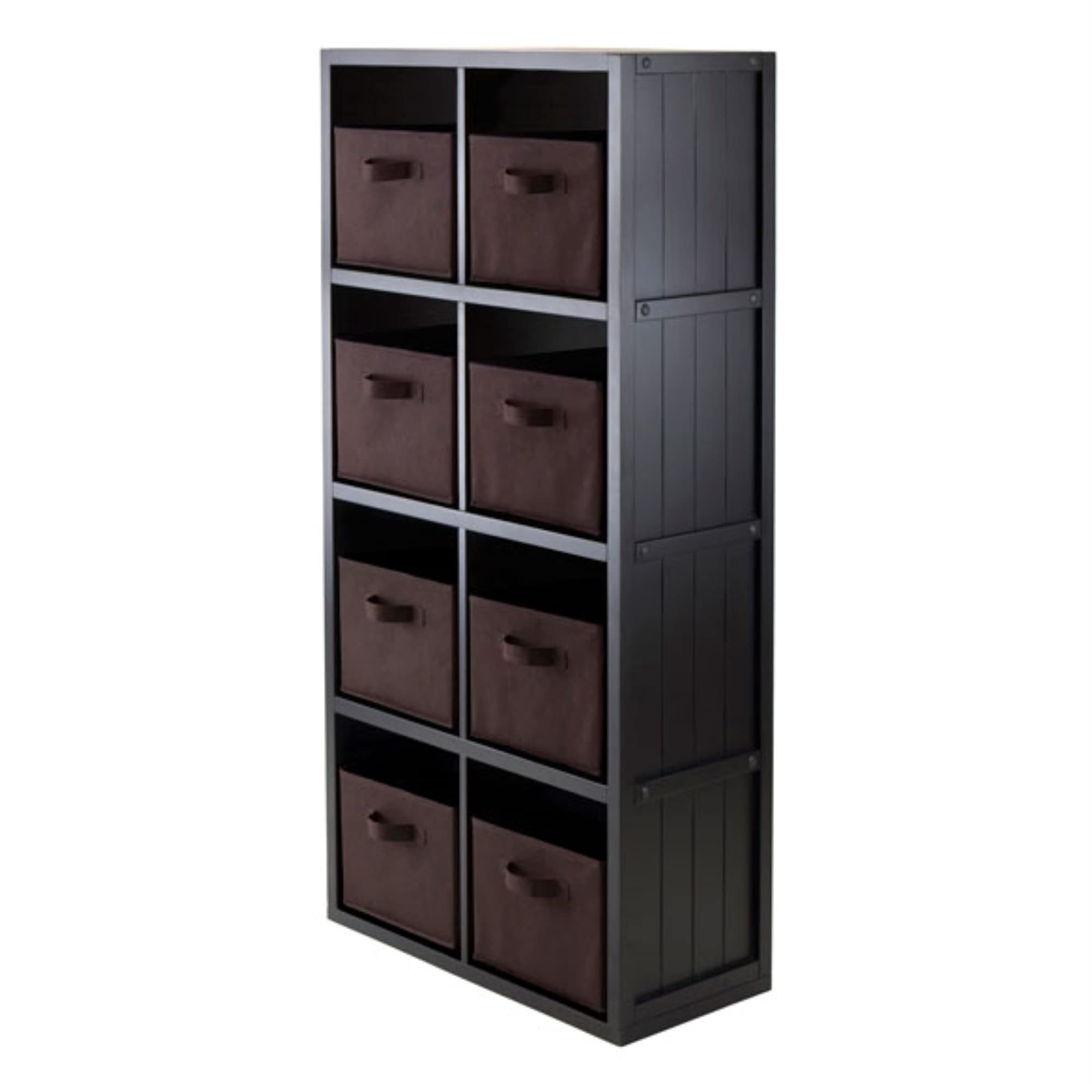Ergode Timothy 9-Piece Storage Set - 4x2 Grid Shelf & 8 Fabric Baskets for Home Organization - Perfect for Bedroom, Closet, Nursery, and Office Storage Solutions