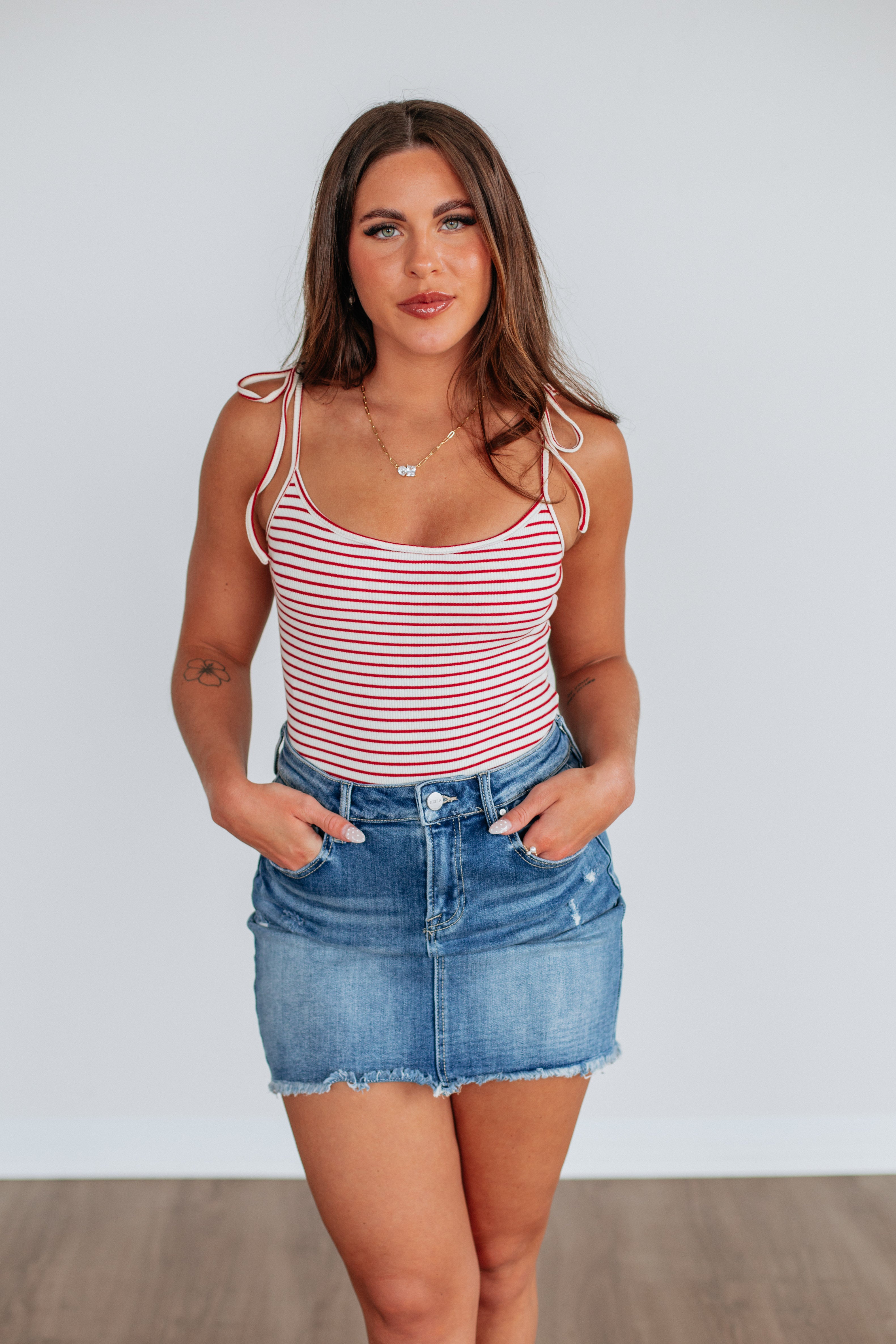 Espen Striped Bodysuit for Women - Comfortable Stretch Cotton Blend Tops - Casual & Layering Essential for Everyday Wear