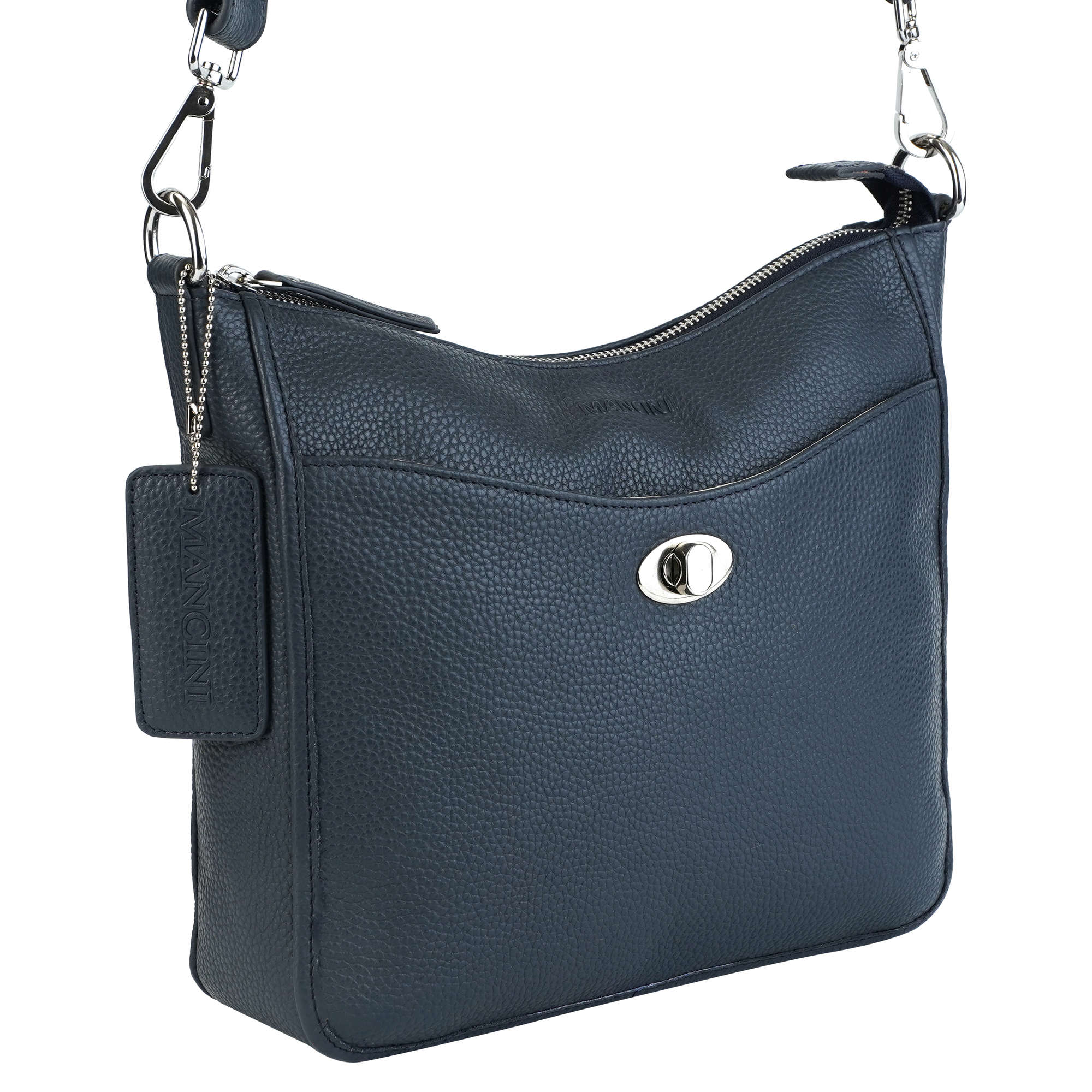 Mancini Pebbled Leather Elizabeth Crossbody Handbag for Women - Stylish Shoulder Purse for Work, Travel & Everyday Use