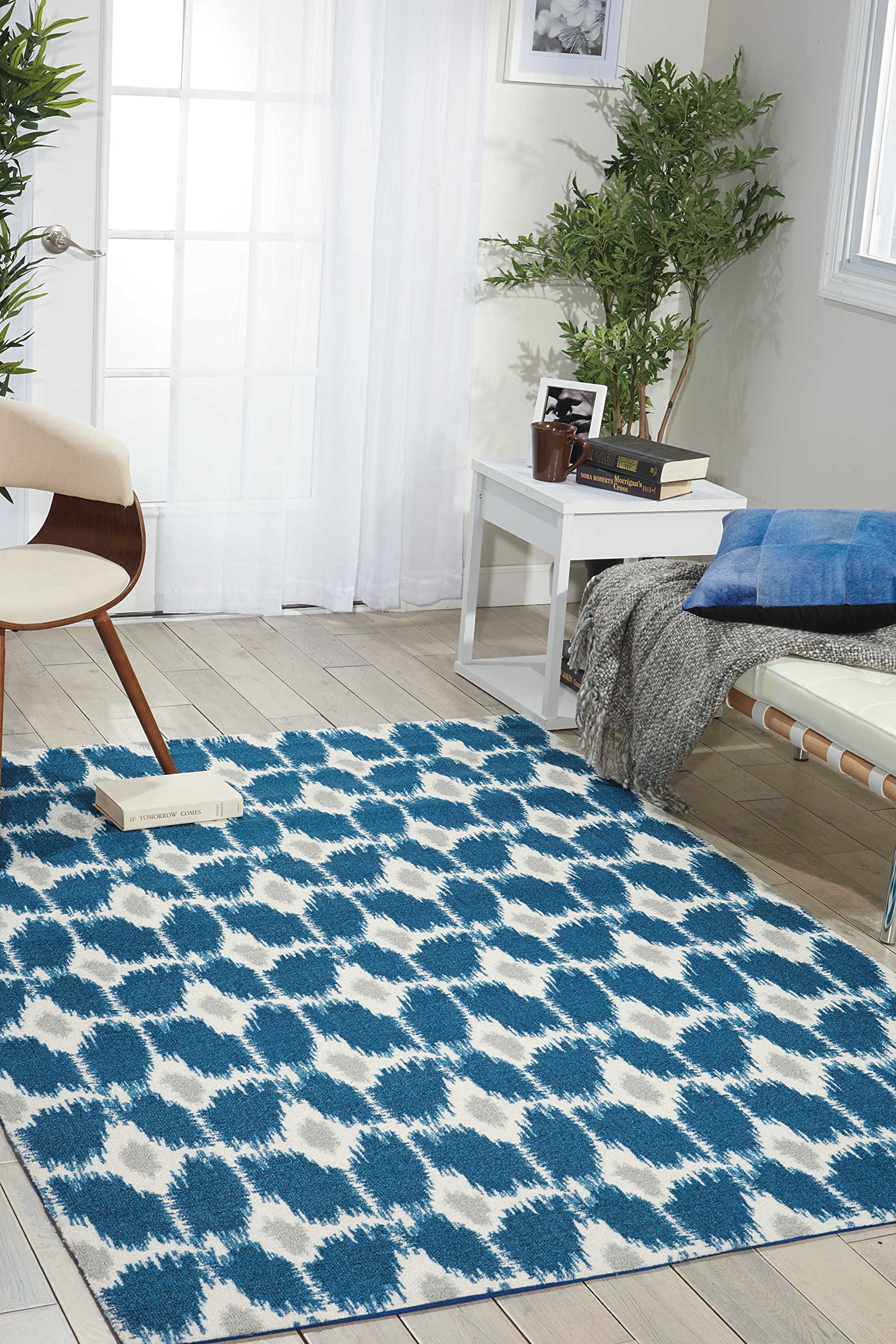 Nourison Enhance Transitional Navy 5' x 7' Area Rug - Easy Cleaning, Non-Shedding, Soft & Durable - Perfect for Bedroom, Living Room, Dining Room & Kitchen Decor (5x7)