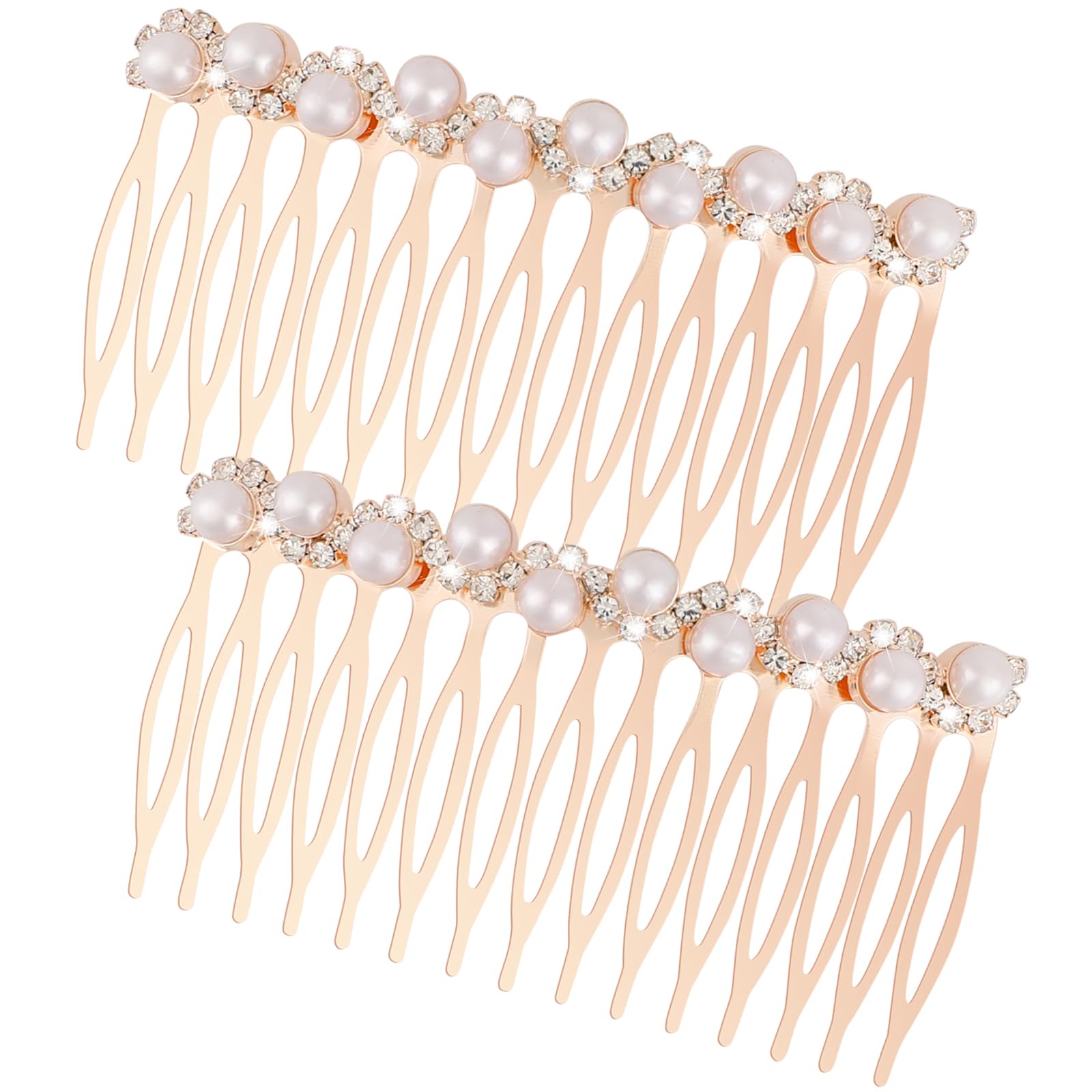 2 Pcs Elegant Pearl, Rhinestone & Crystal Hair Combs - Wedding Bridal Hair Accessories for Women & Girls - Perfect for Bridal Showers, Prom, Pageants & Special Occasions