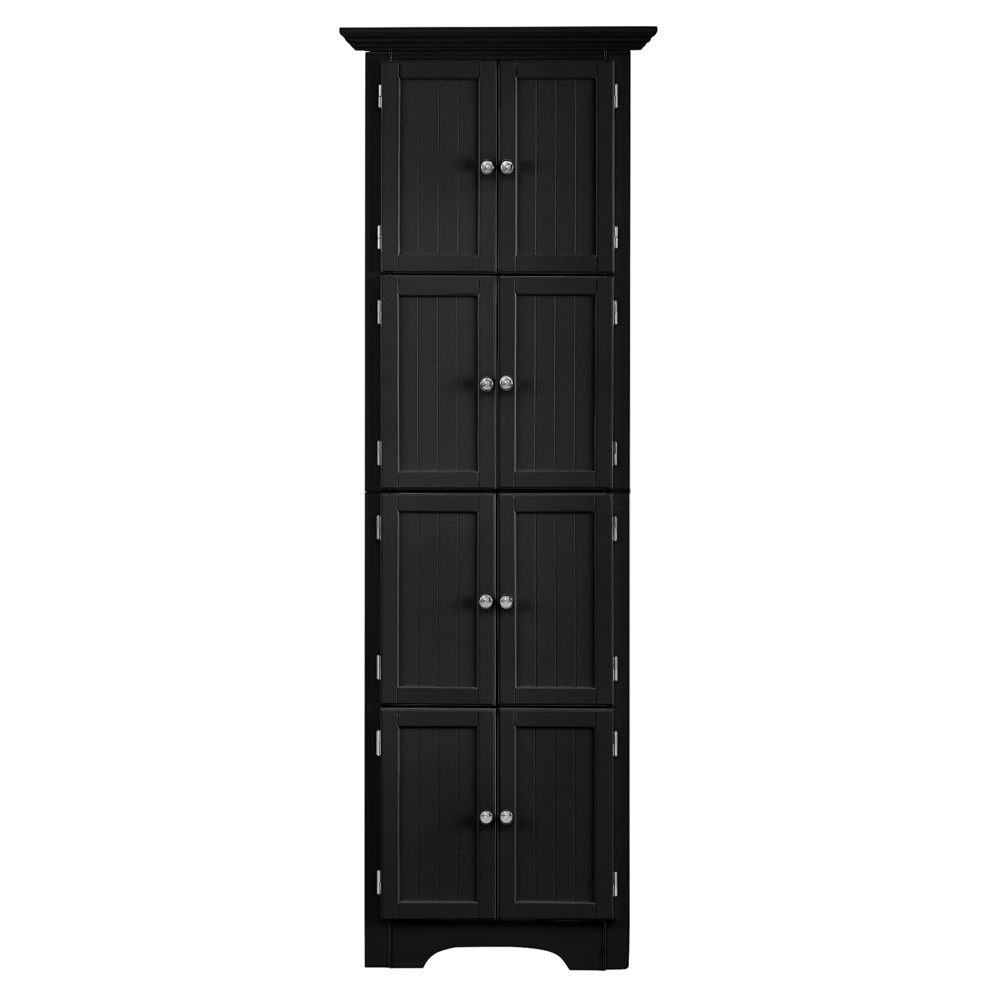 72 Inch Tall Corner Storage Cabinet with 8 Doors - 4-Tier Kitchen Pantry Organizer for Living Room, Kitchen, Office & Bathroom - Black | Space-Saving Storage Solution for Small Homes & Apartments