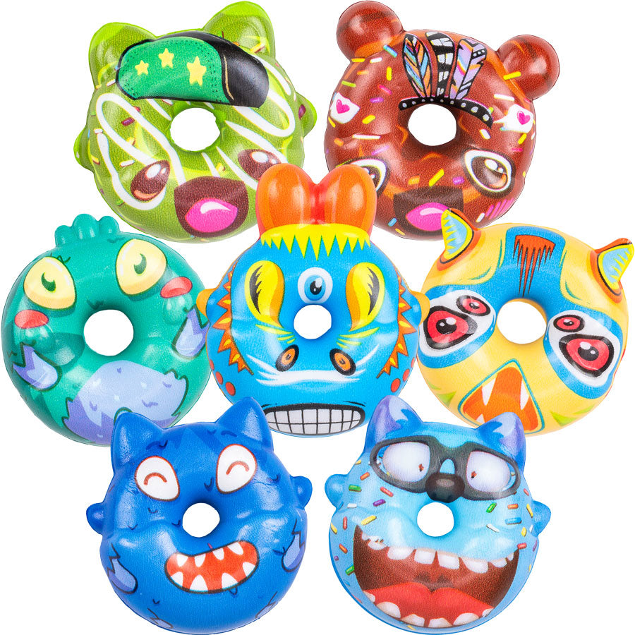 Bulk Squishy Donut Stress Relief Toys for Kids - 100-Piece Boys Collection - Fun Sensory Fidget Toys for Classroom, Party Favors & Anxiety Relief
