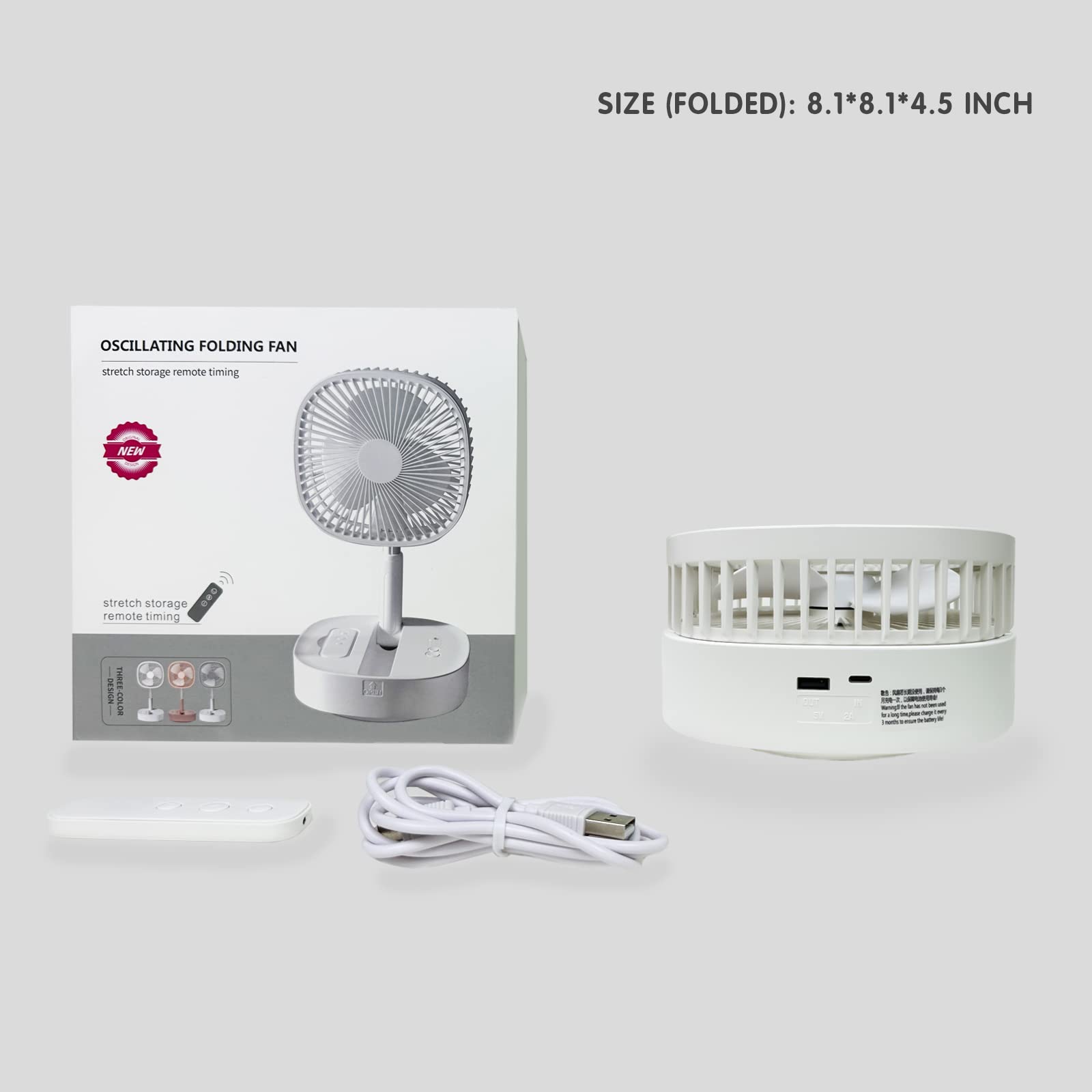 Magesh Oscillating Pedestal Fan with Remote - 4 Speed Quiet Foldable Desk & Floor Fan with Timer, Telescopic Stand - Perfect for Bedroom, Office, Camping & Outdoor Use (White)