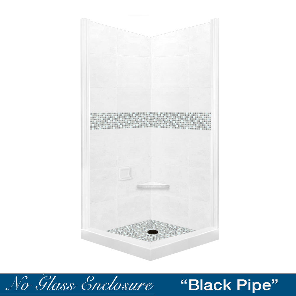 Natural Buff Sistine Stone & Del Mar Mosaic Corner Accent Tile - DIY Shower Remodel Kit for Bathroom & Backsplash Upgrade - Perfect for Home Renovation and Spa-Style Bathroom Designs