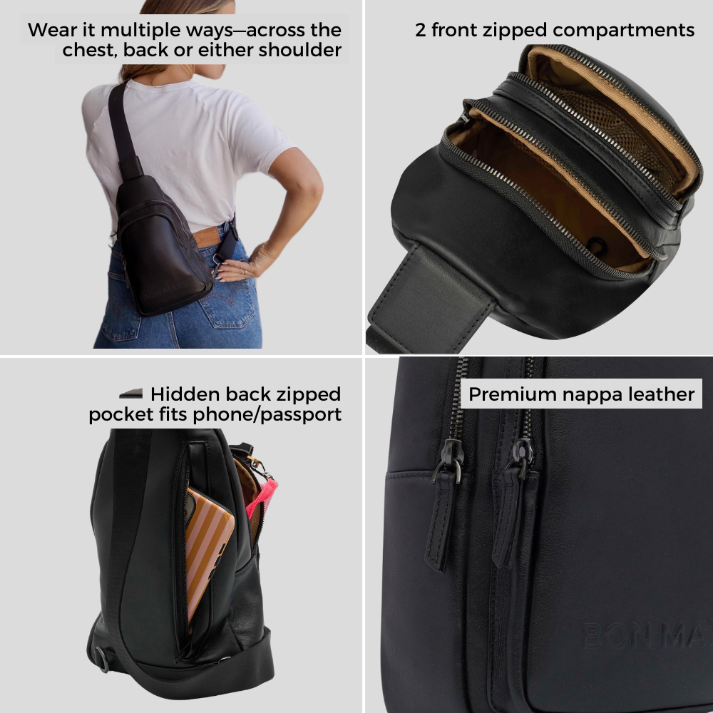 Premium Multiwear Leather Crossbody Sling Bag for Women & Men - Stylish Tan Color - Perfect for Travel, Work & Everyday Use