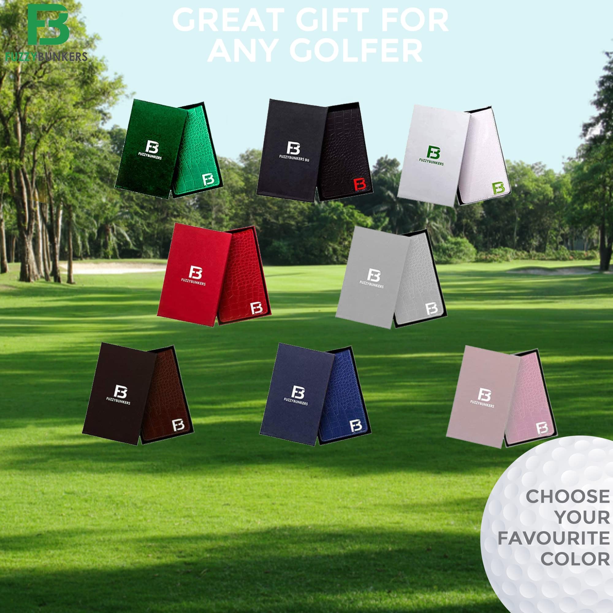 Premium Leather Golf Scorecard Holder & Yardage Book Cover with Free Pencil & Stat Tracker - Durable Golf Accessories for Course Play & Tournament Tracking