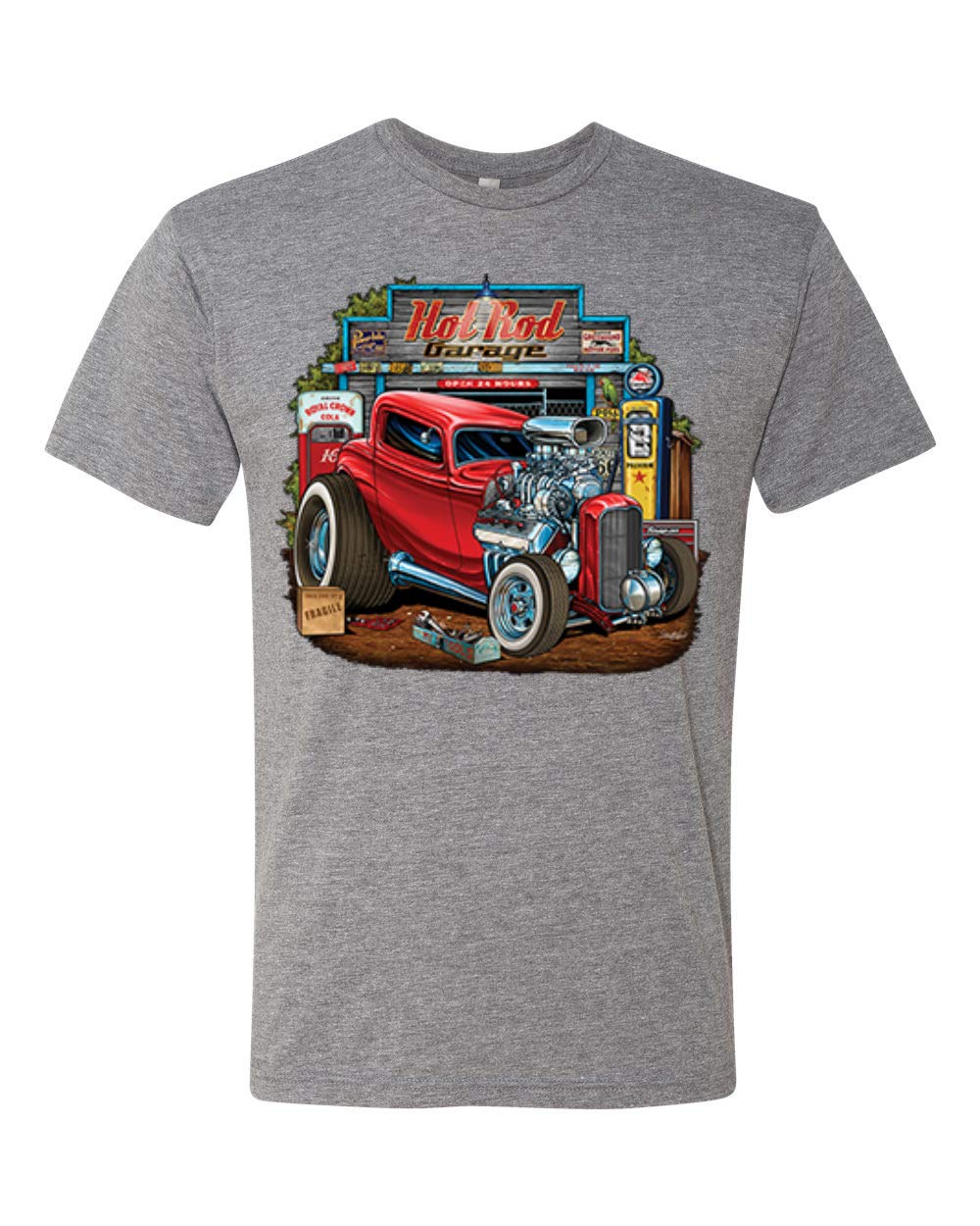 Vintage Hot Rod Old Garage Cars & Trucks Men's Premium Tri-Blend T-Shirt - Classic Automotive Style for Car Enthusiasts & Mechanics - Perfect for Casual Wear, Car Shows & Garage Hangouts