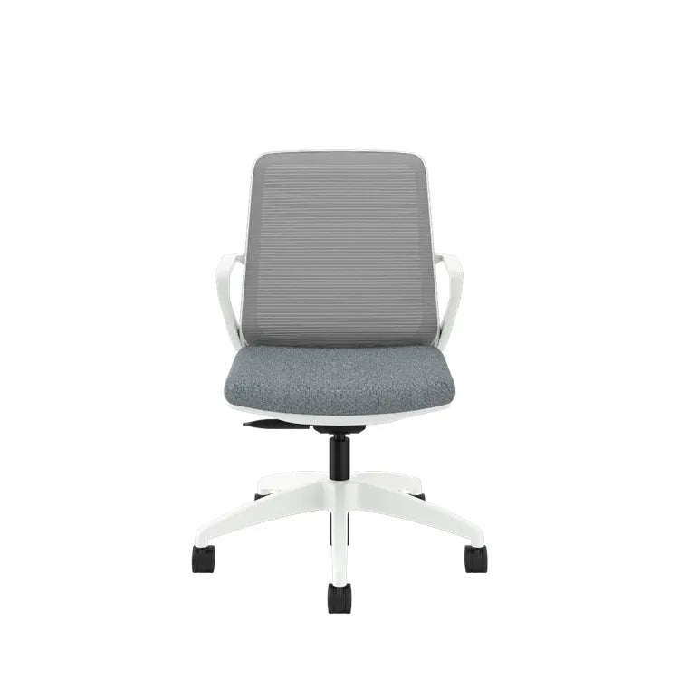 Ergonomic Cliq Office Chair with Synchro Tilt - Basalt Fabric & White Designer Frame - Perfect for Home Office, Gaming & Workspaces