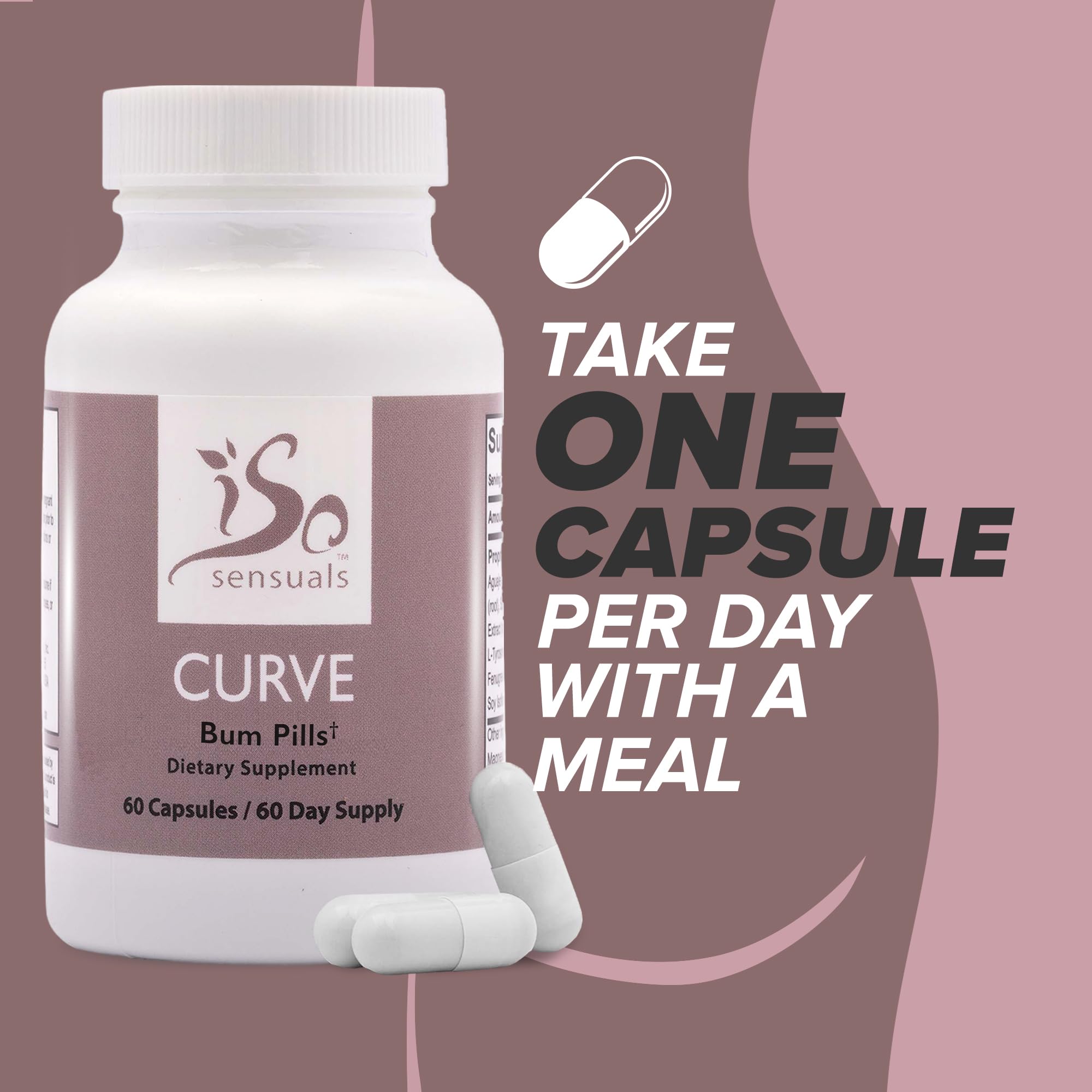 Curve Butt Enhancement Pills for Women - Natural Booty Growth Supplement (6 Bottles) | Enhance Curves & Boost Confidence for Bikini, Jeans & Date Nights