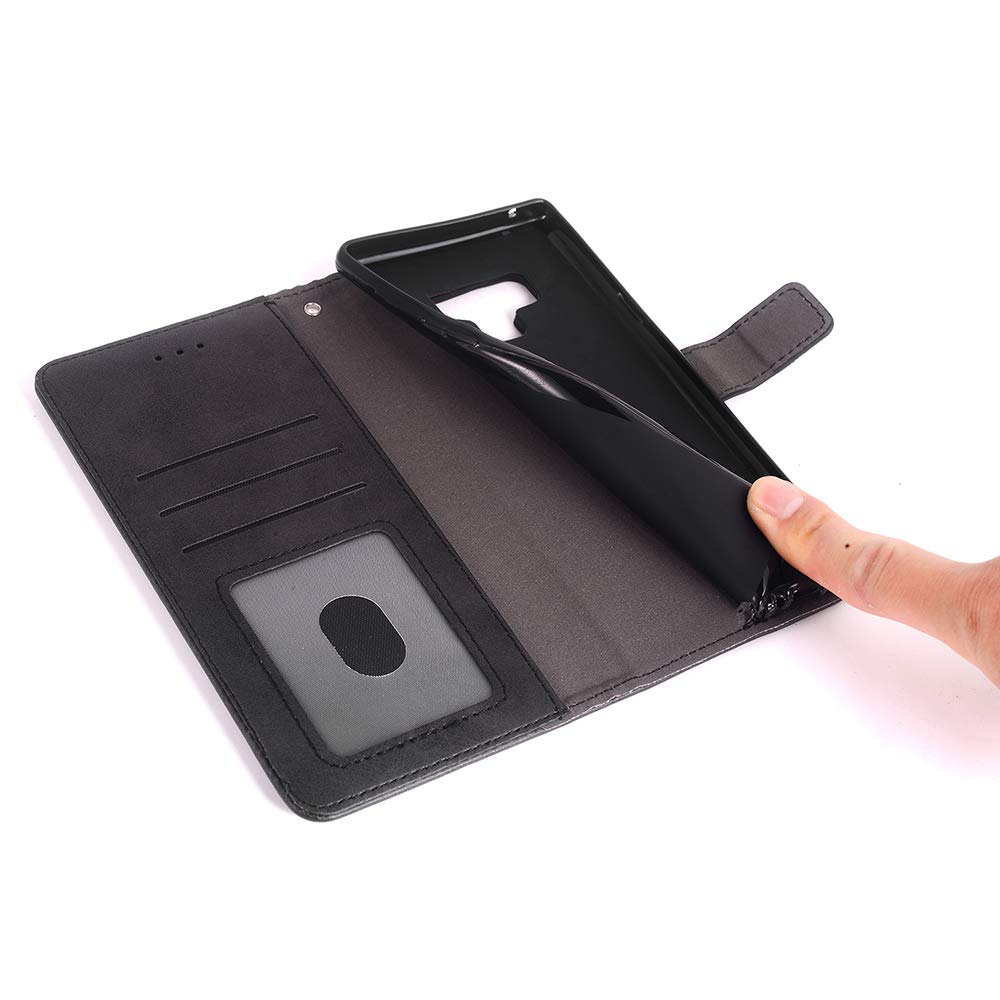 Premium Leather Wallet Case for OnePlus 6 - Flip Cover with Card Holder & Stand | Compatible with OnePlus 6 A6000 | Stylish Folio Phone Case for Men & Women (Black) | Perfect for Business, Travel & Everyday Use
