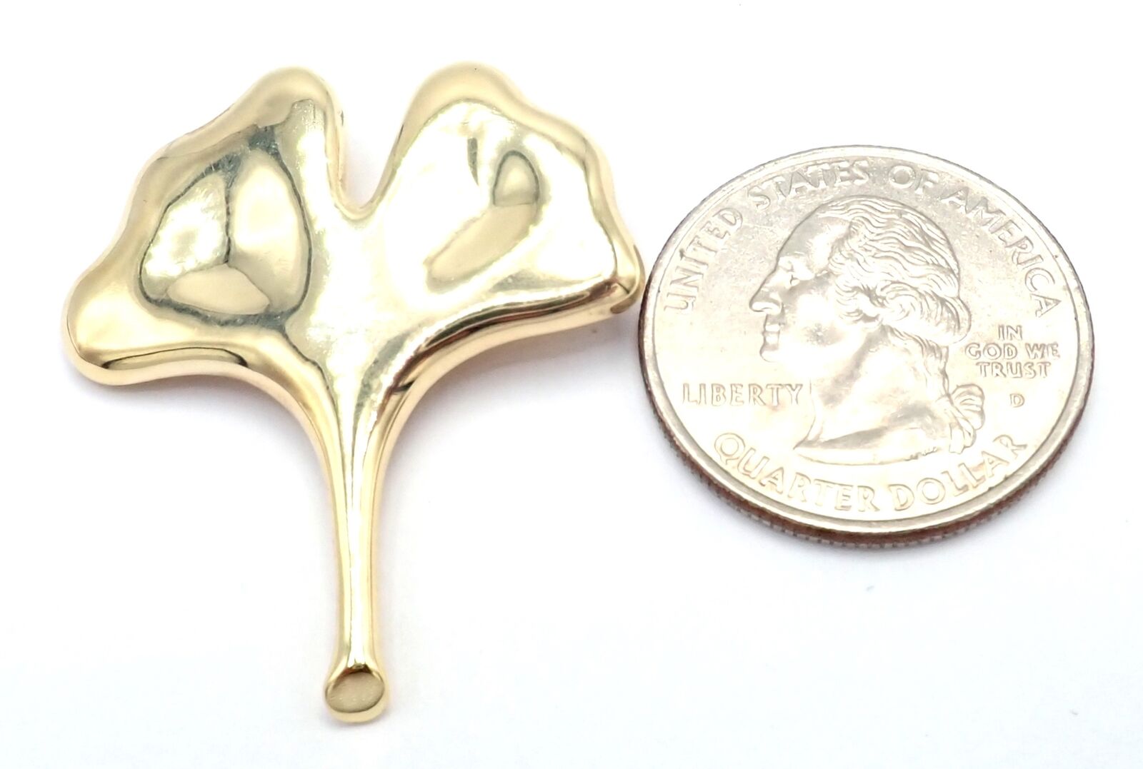 Authentic Vintage Tiffany & Co 18k Yellow Gold Ginkgo Flower Brooch Pin - Elegant Jewelry Gift for Women, Perfect for Weddings & Special Occasions