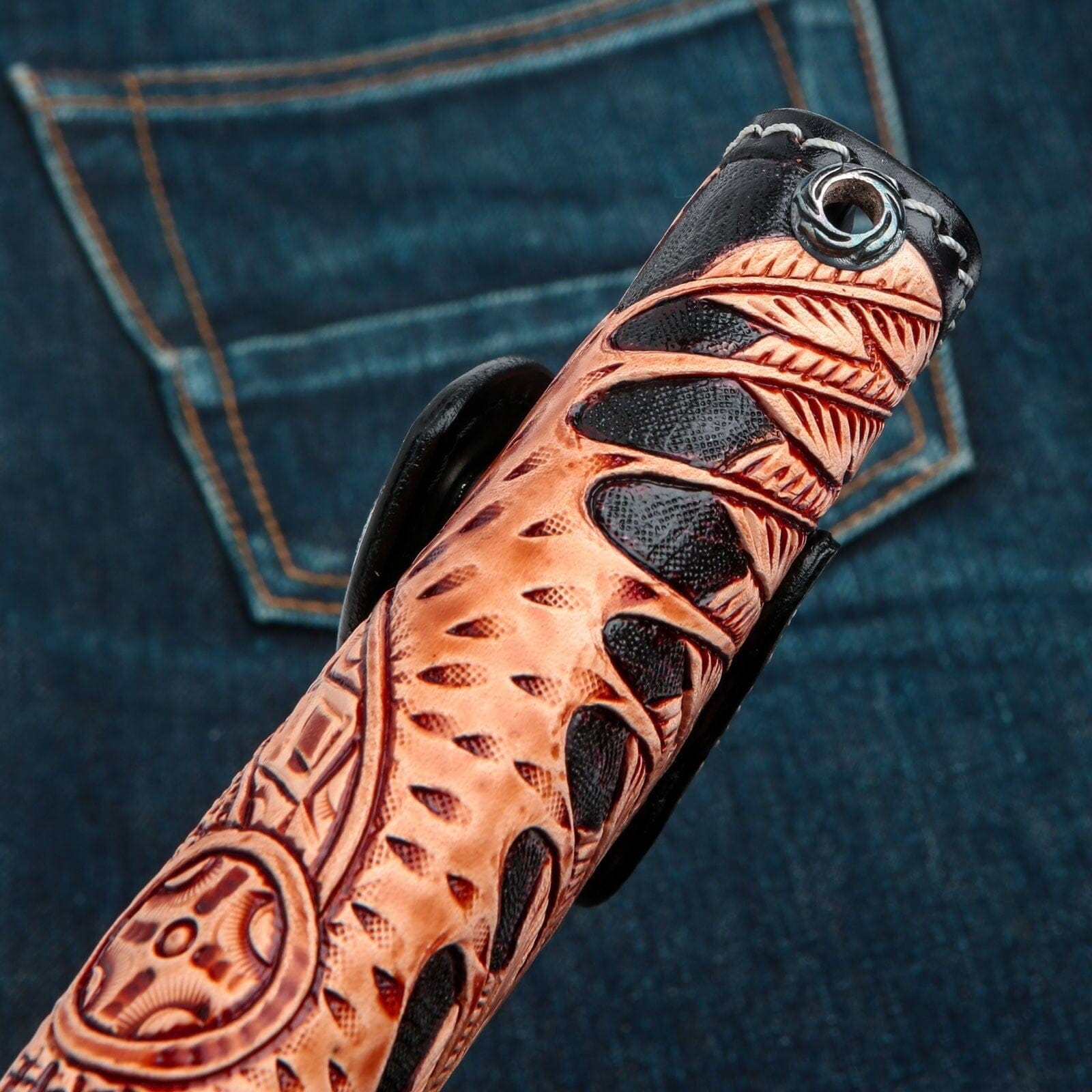 Genuine Leather Indian Skull Biker Wallet for Men - Handmade Motorcycle Wallet with Chain - Perfect for Bikers, Riders & Outdoor Enthusiasts